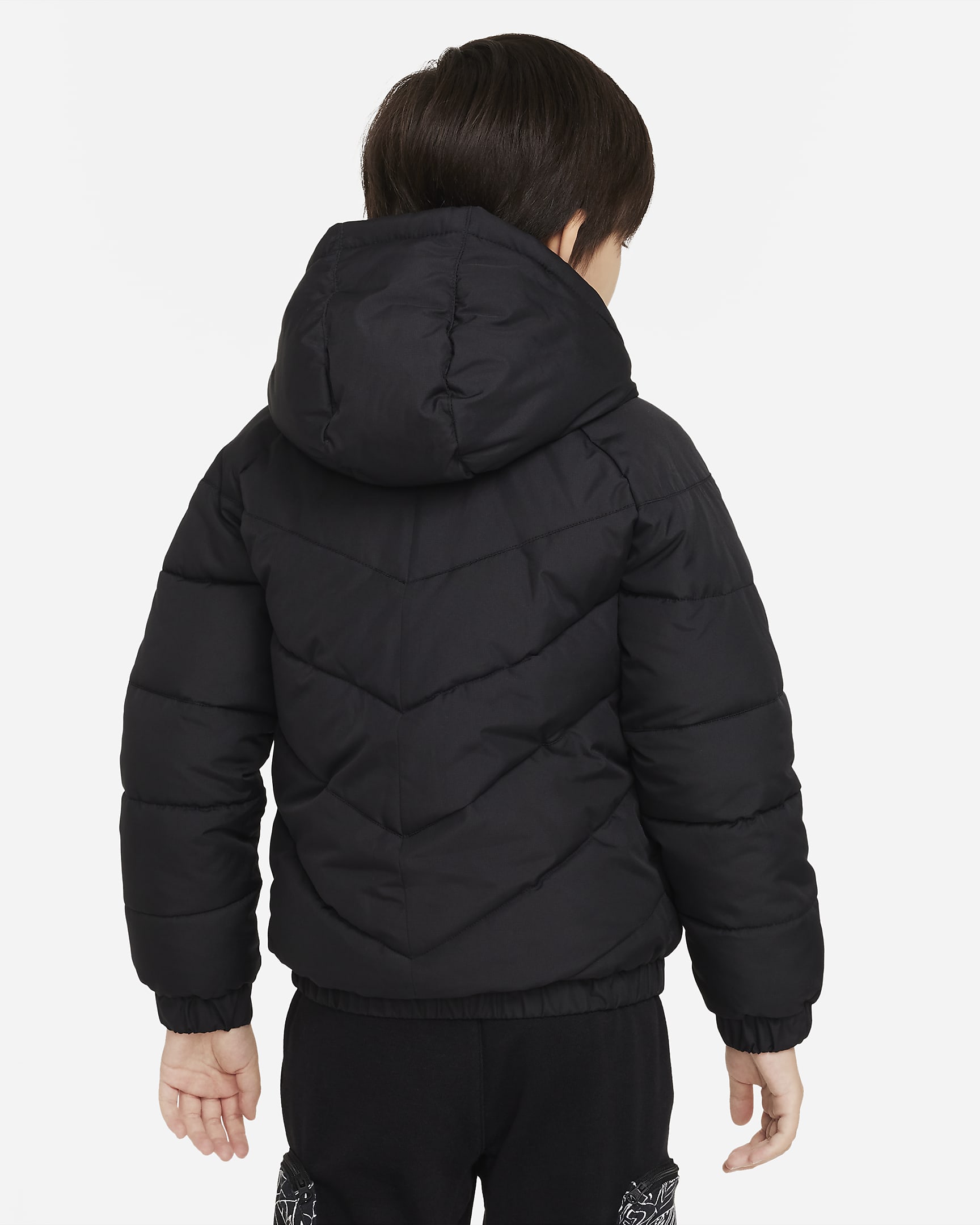 Nike Younger Kids' Hooded Chevron Puffer Jacket - Black