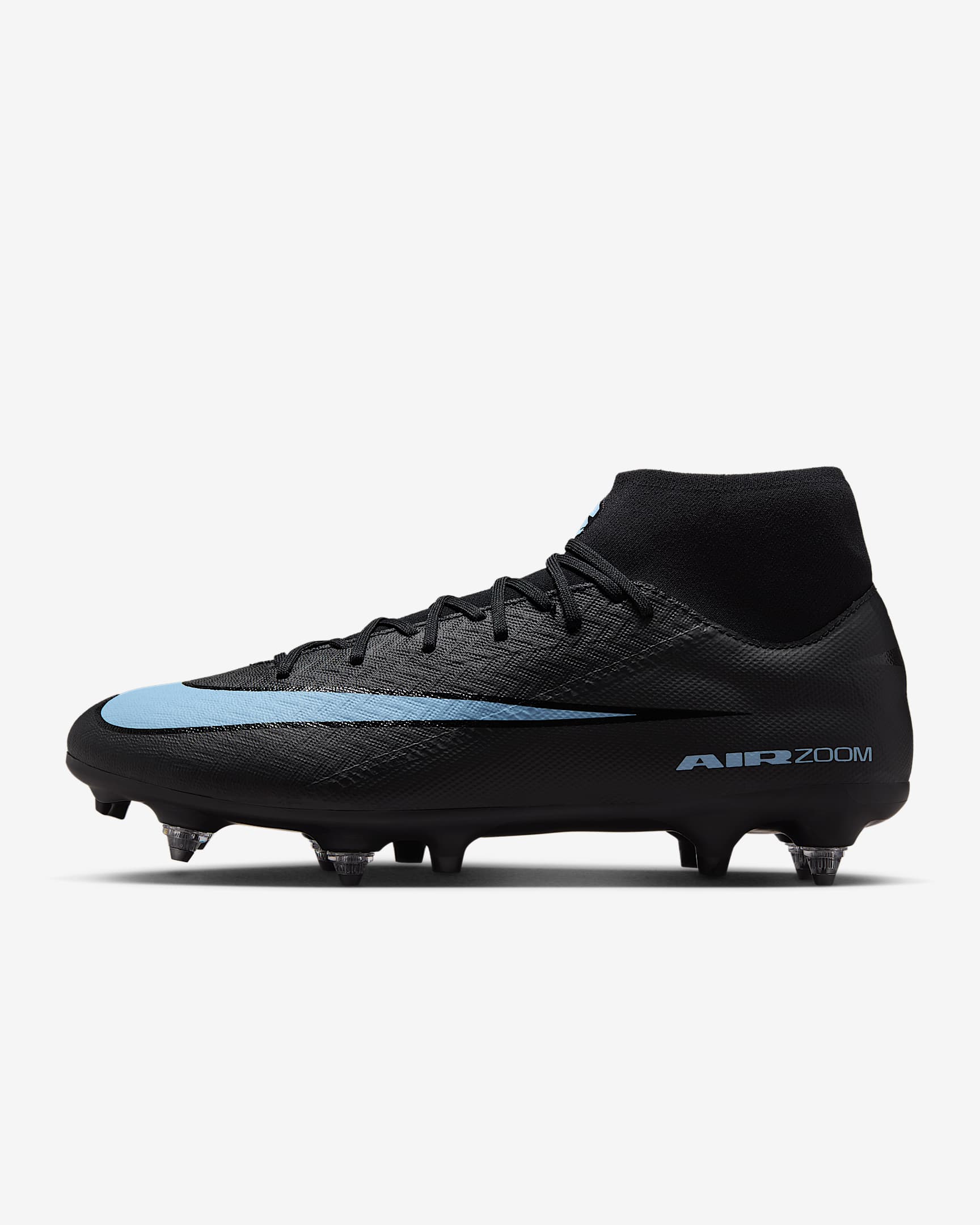 Nike Mercurial Superfly 10 Academy Soft-Ground High-Top Football Boot - Black/Ice Blue