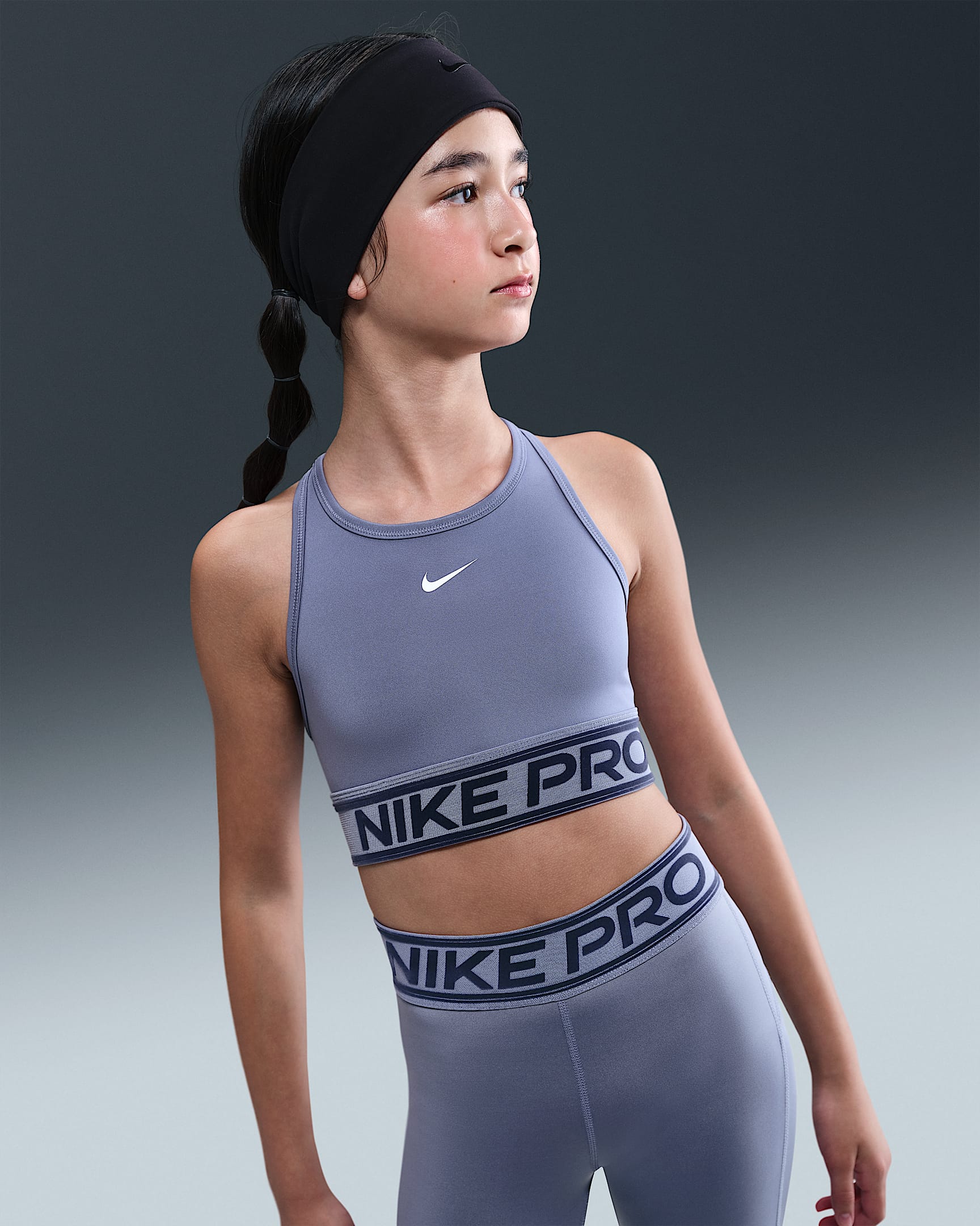 Nike Pro Swoosh Older Kids' (Girls') Sports Bra - World Indigo/White
