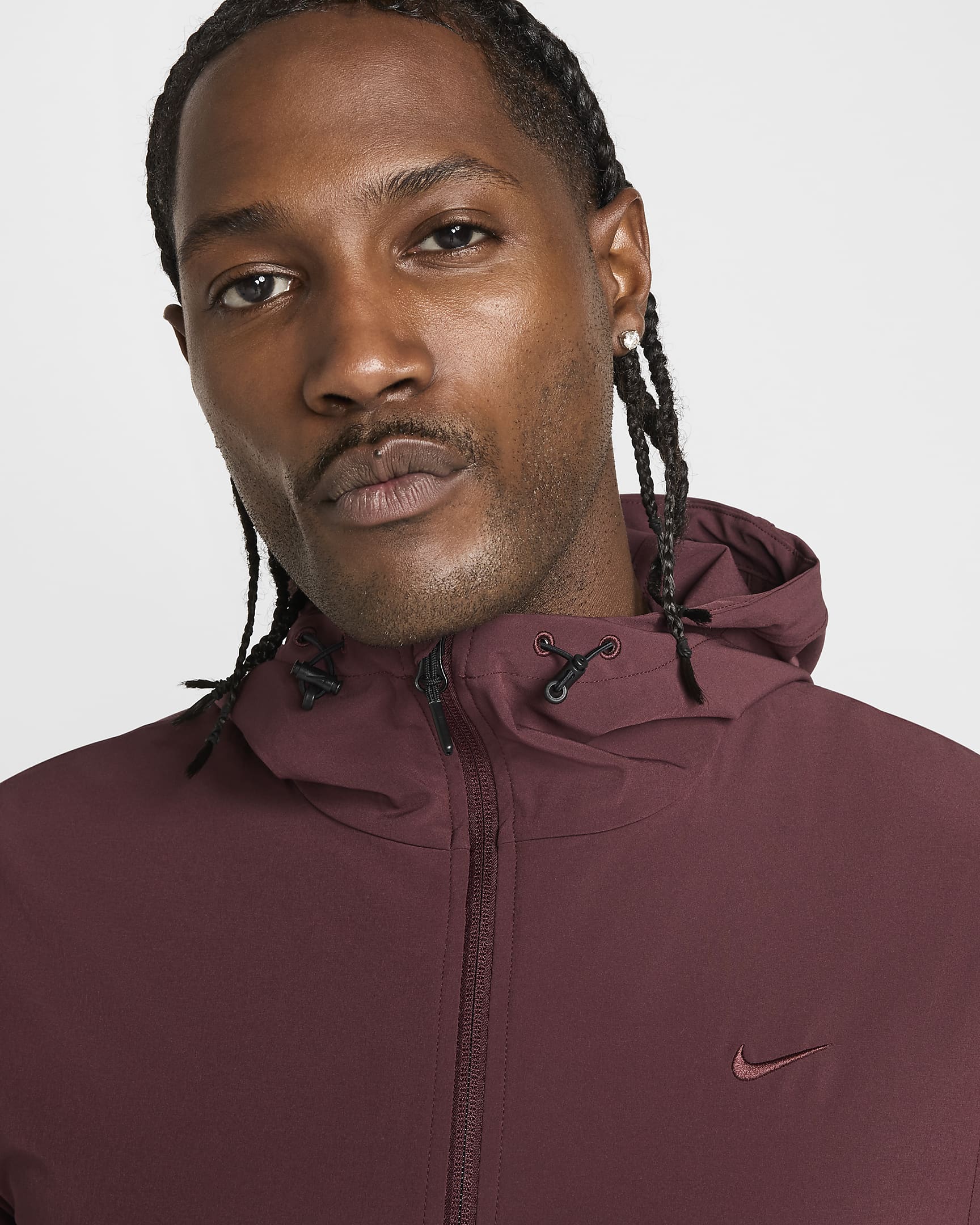 Nike Unlimited vielseitige, wasserabweisende Jacke mit Kapuze für Herren - Burgundy Crush/Schwarz/Burgundy Crush