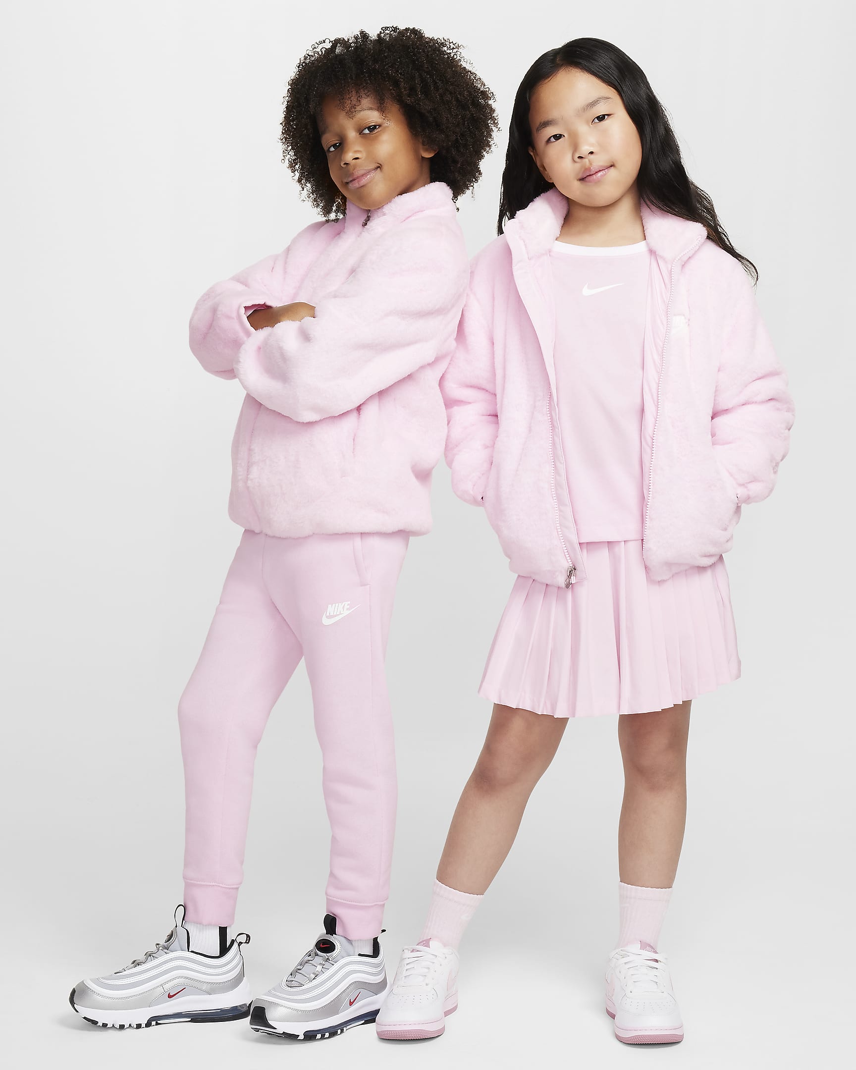 Nike Younger Kids' Faux Fur Jacket - Pink Foam