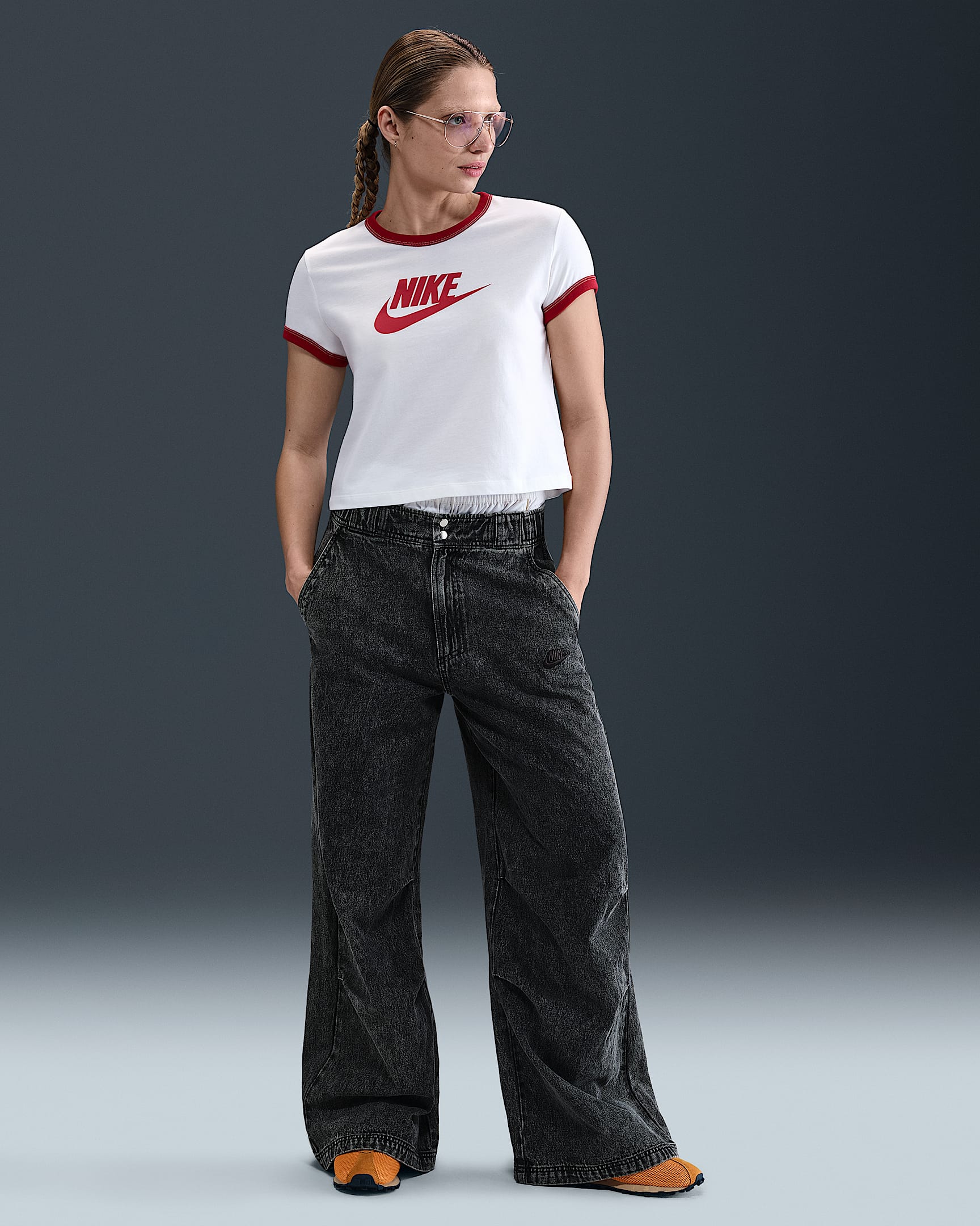 Pantalon tissé en denim Nike Sportswear pour femme - Noir