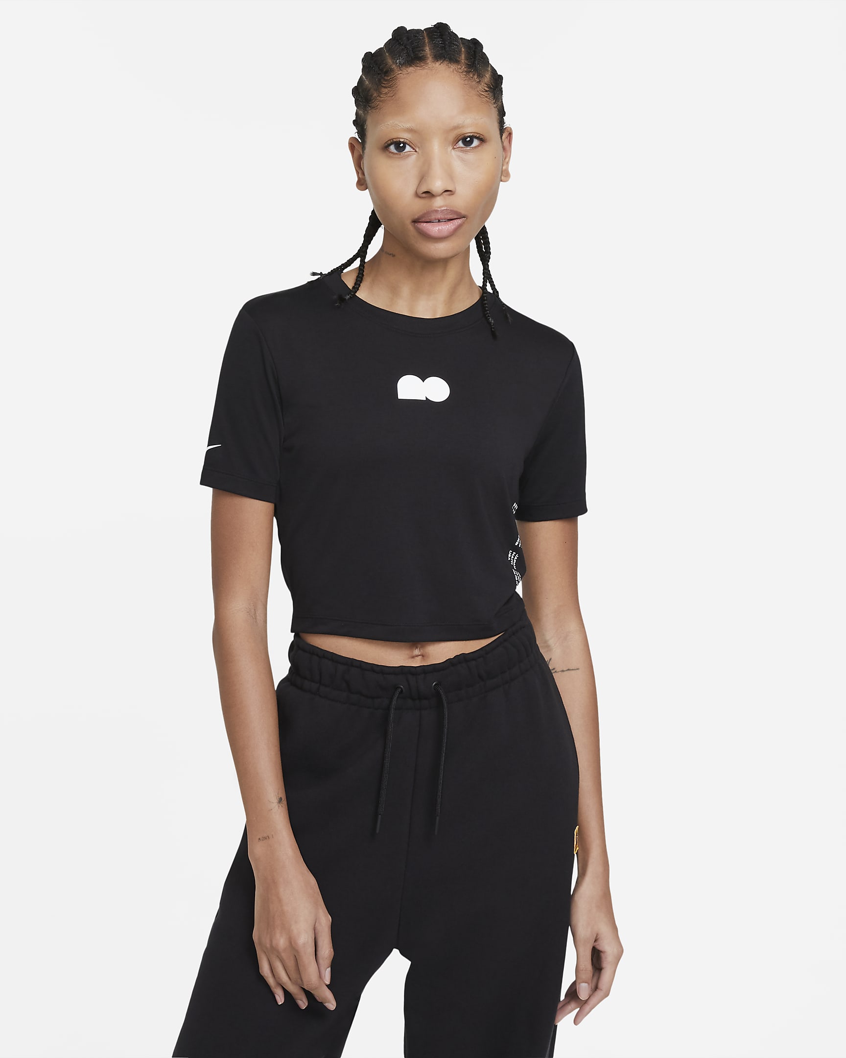 Naomi Osaka Cropped Tennis T-Shirt - Black/White