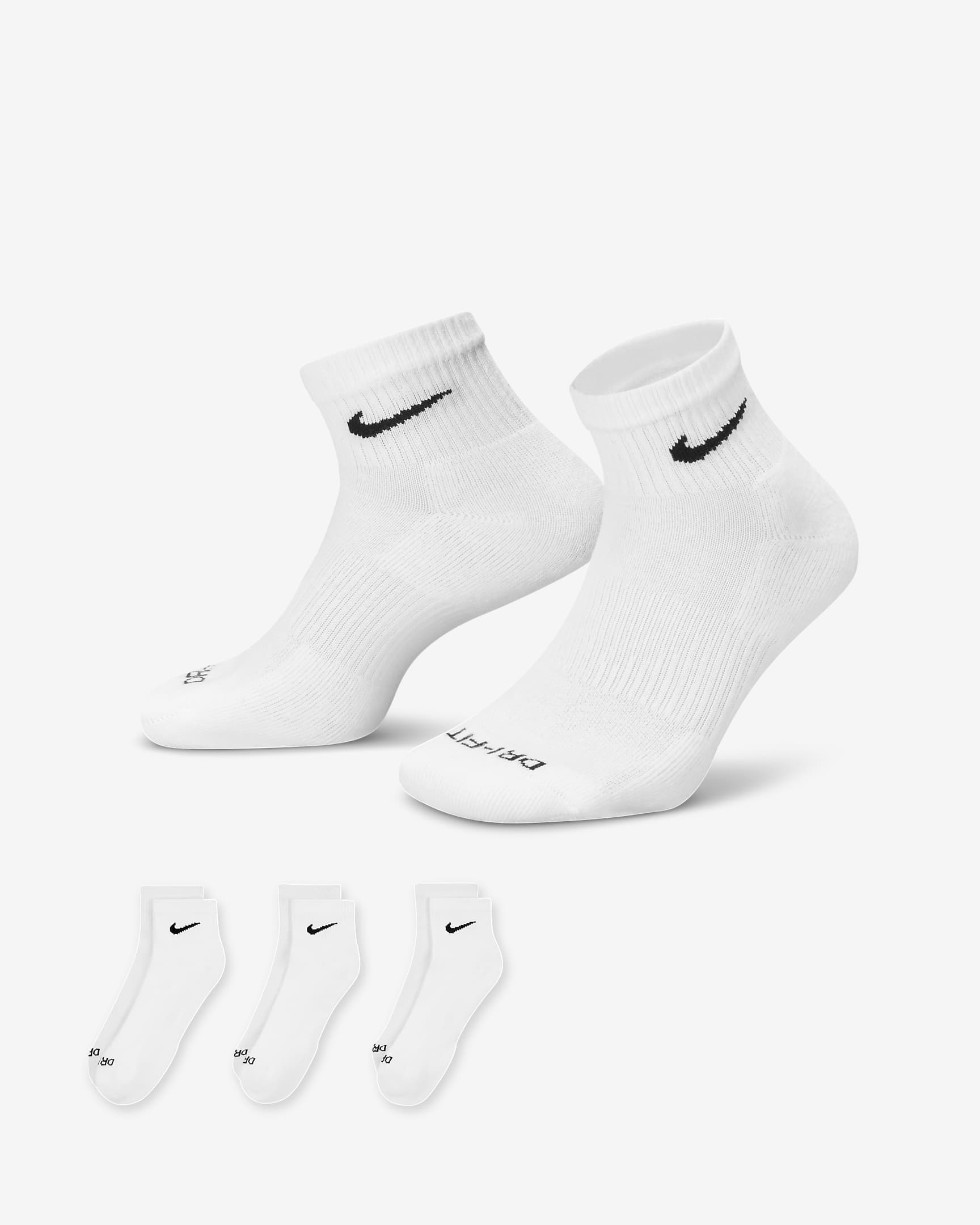 Nike Everyday Plus Cushioned Training Ankle Socks (3 Pairs) - White/Black