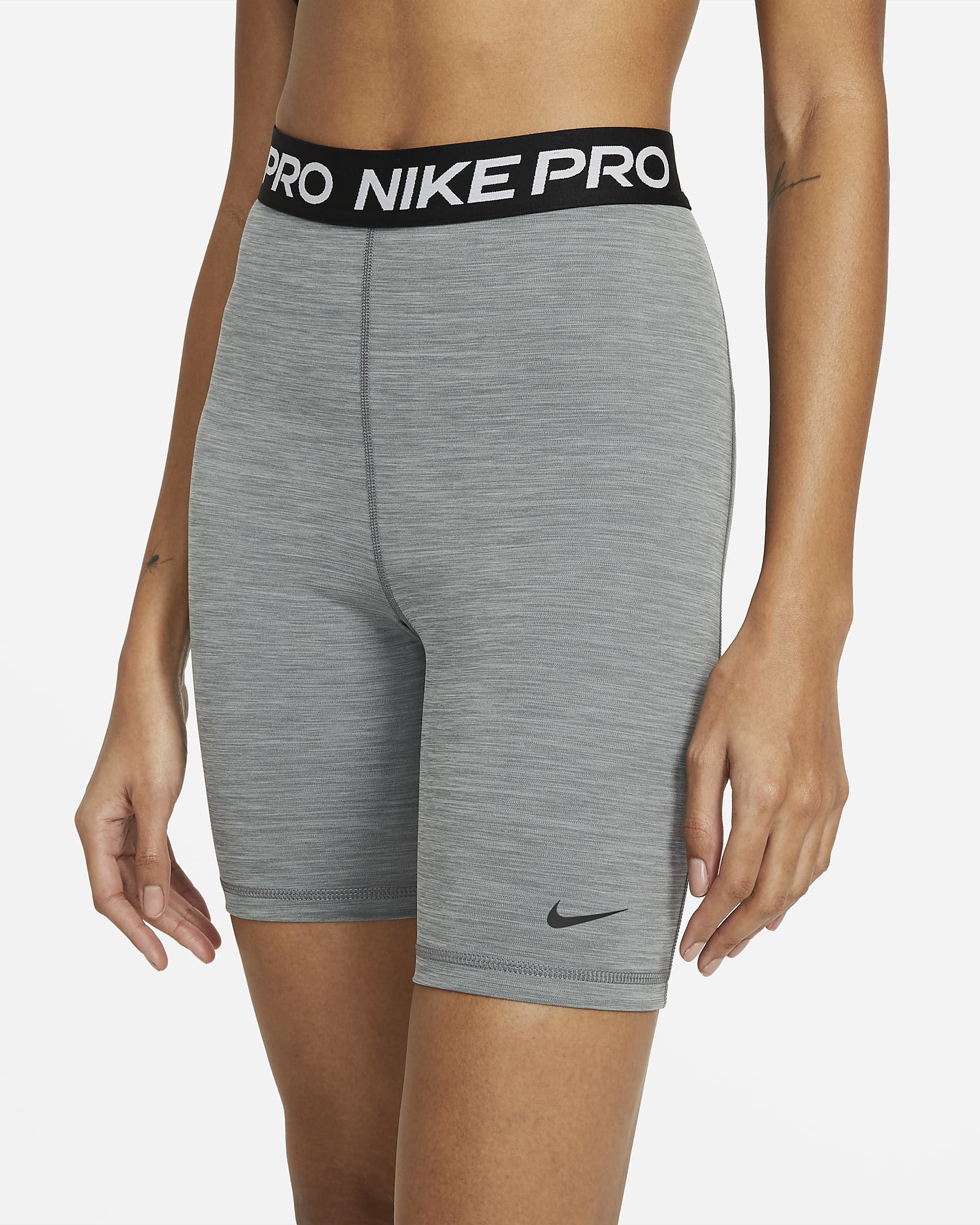 Nike Pro 365 Women's High-Waisted 7" Shorts - Smoke Grey/Heather/Black/Black