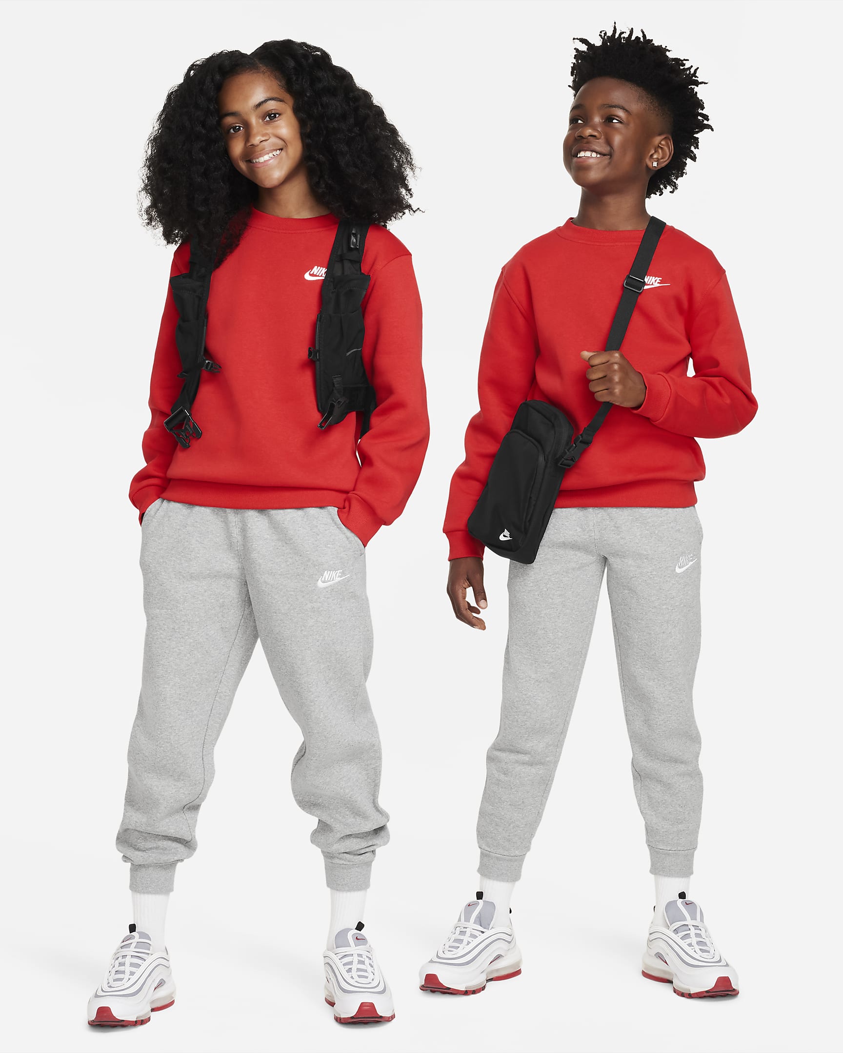 Nike Sportswear Club Fleece Big Kids' Sweatshirt - University Red/White