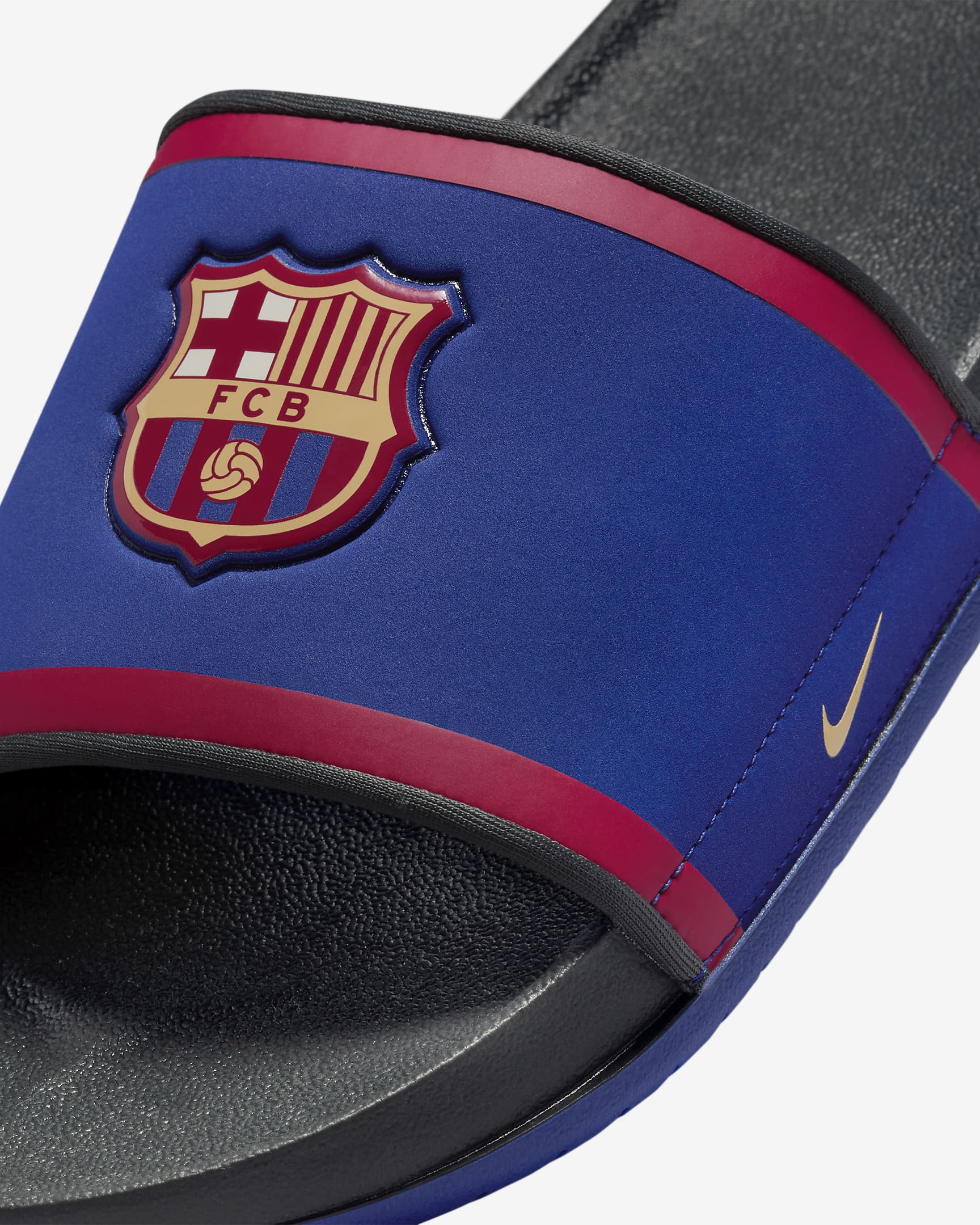 Nike Offcourt (FC Barcelona) Soccer Slides - Deep Royal Blue/Dark Smoke Grey/Noble Red/Club Gold