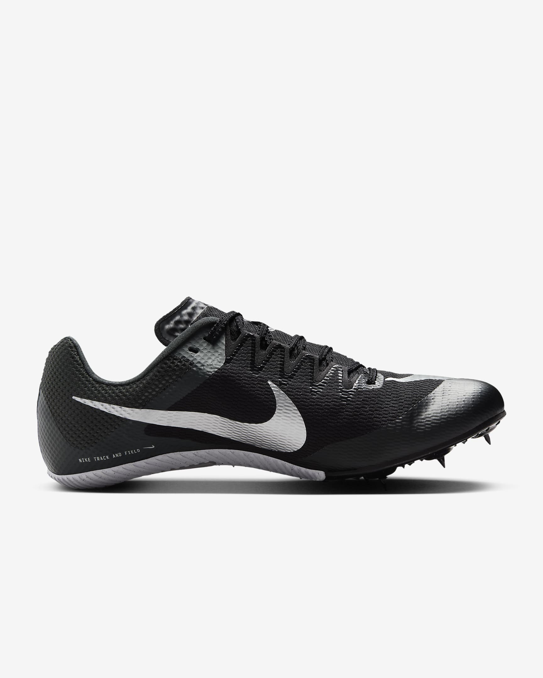 Tenis de atletismo con clavos para carreras rápidas Nike Zoom Rival - Negro/Negro/Plata metalizado