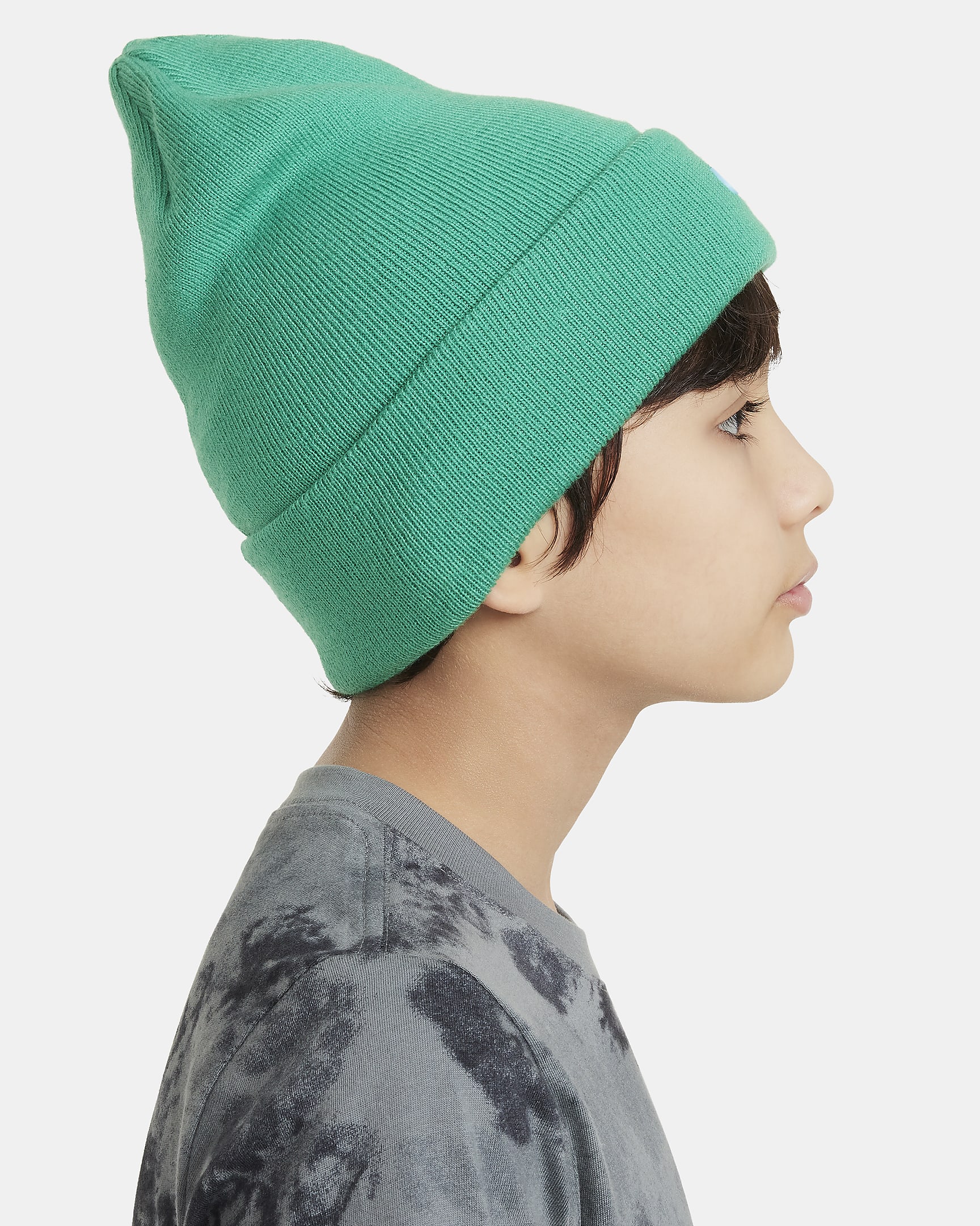 Nike Peak Kids' Swoosh Beanie - Stadium Green/Aquarius Blue