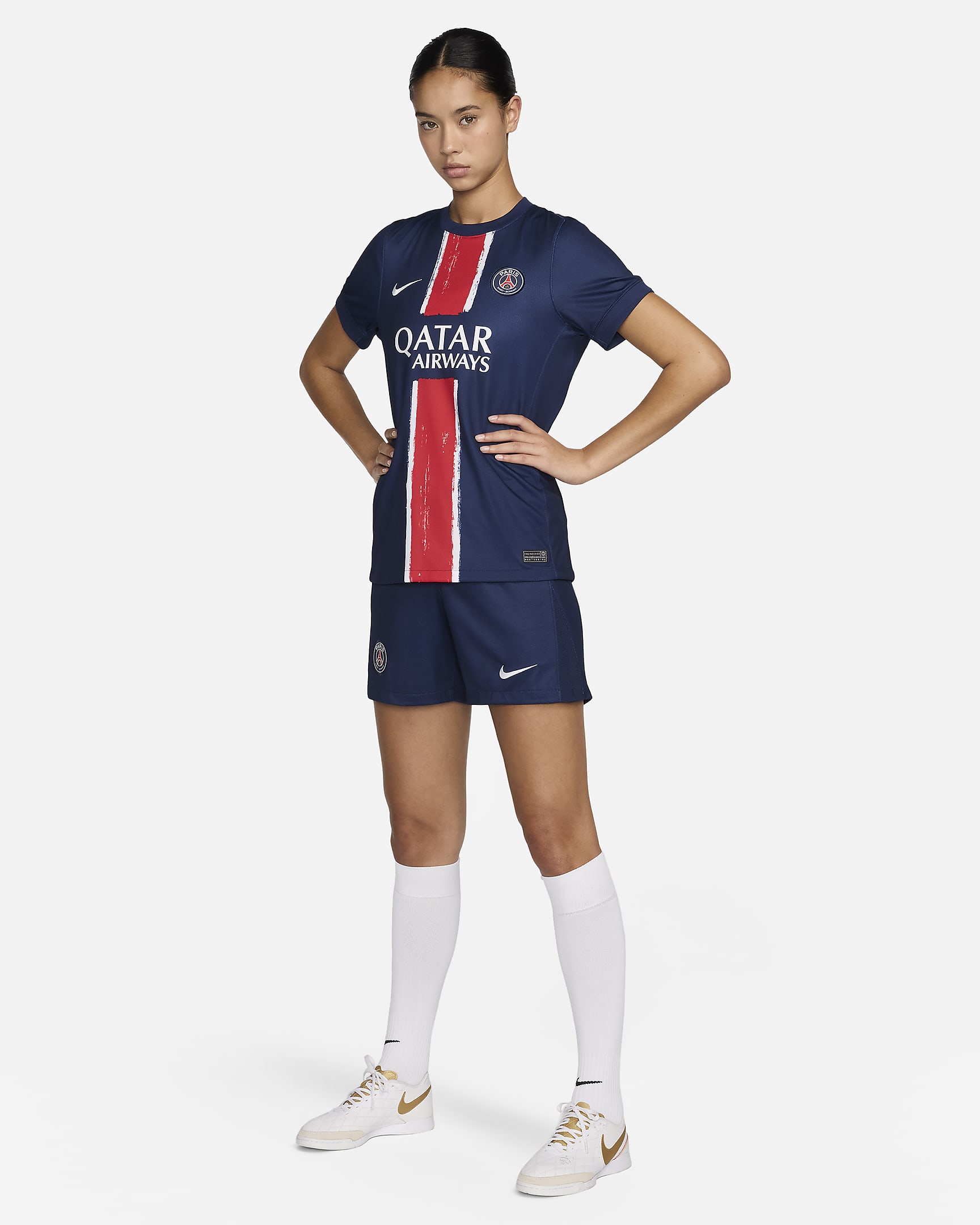 Paris Saint-Germain 2023/24 Stadyum İç Saha Nike Dri-FIT Kadın Futbol Taraftar Şortu - Midnight Navy/Beyaz