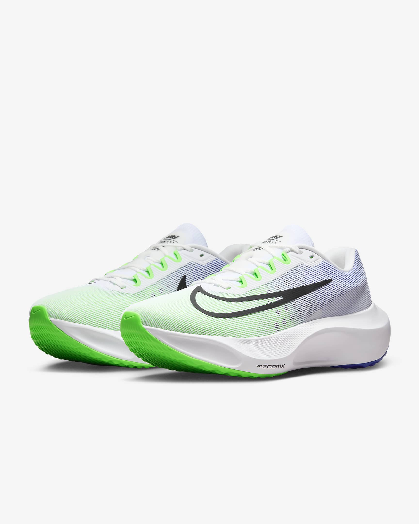 Nike Zoom Fly 5 Men's Road Running Shoes - White/Green Strike/Racer Blue/Black