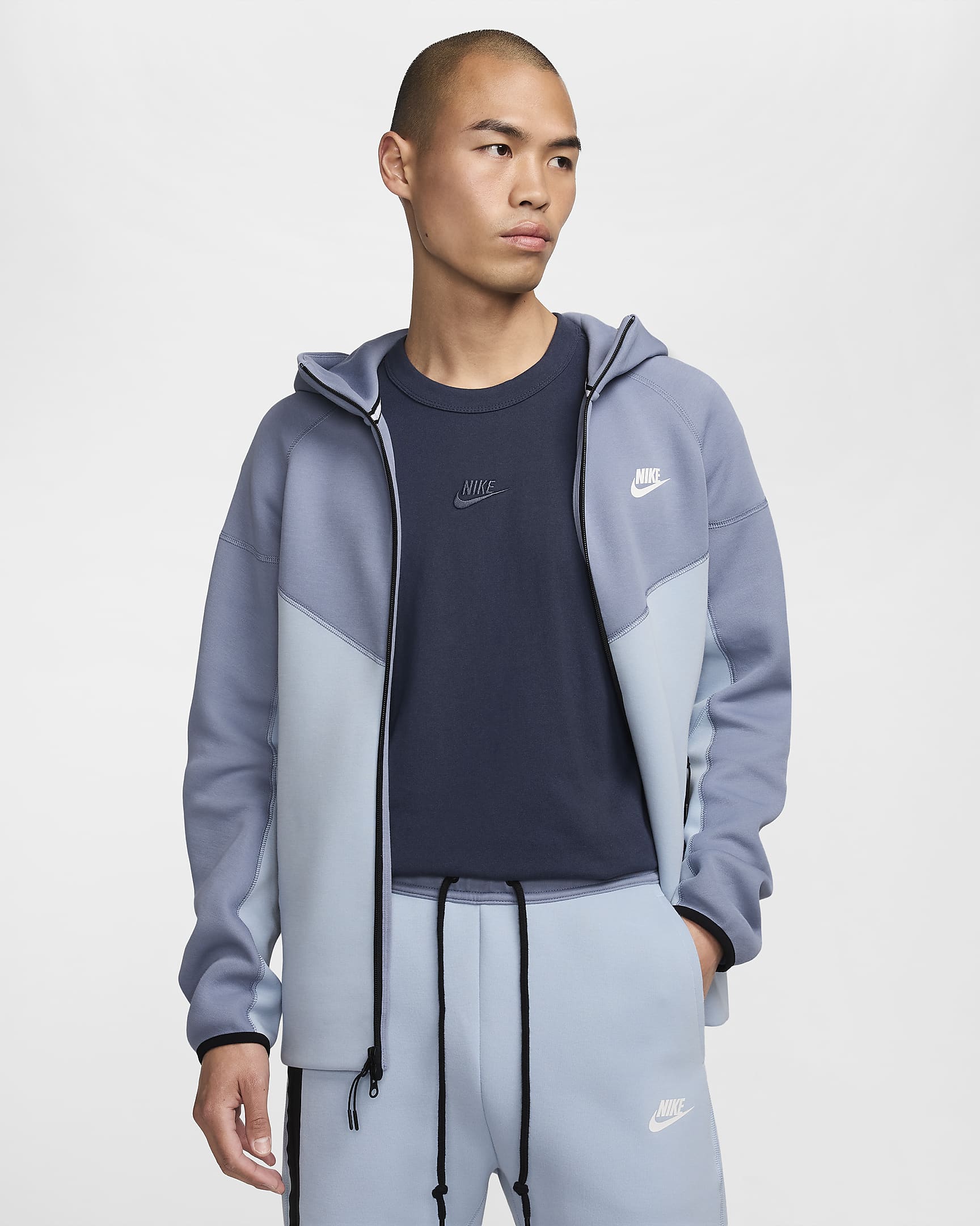 Nike Sportswear Tech Fleece Windrunner 男款全長式拉鍊連帽上衣 - Light Armory Blue/Ashen Slate/白色