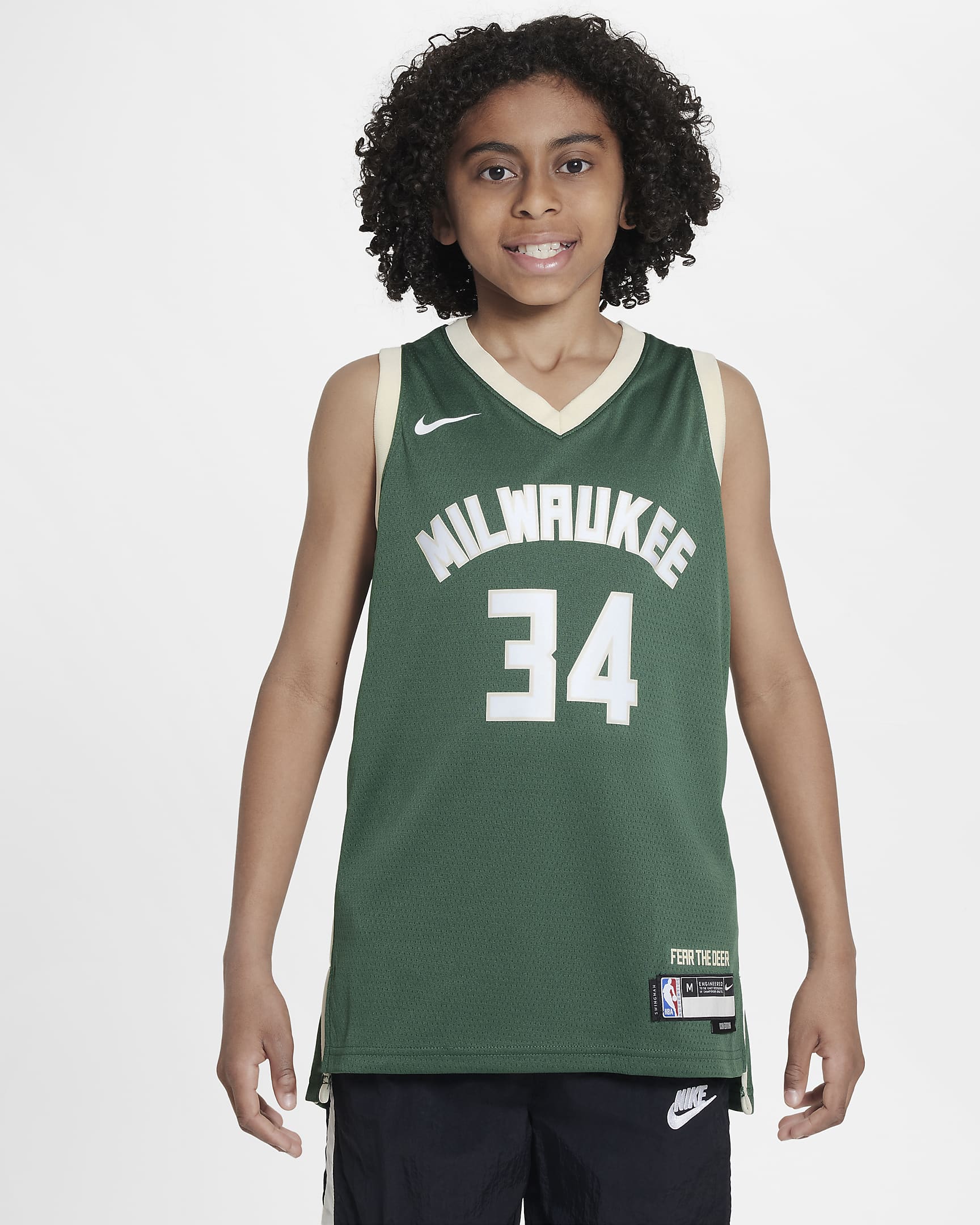 Milwaukee Bucks 2023/24 Icon Edition Older Kids' Nike NBA Swingman Jersey - Fir