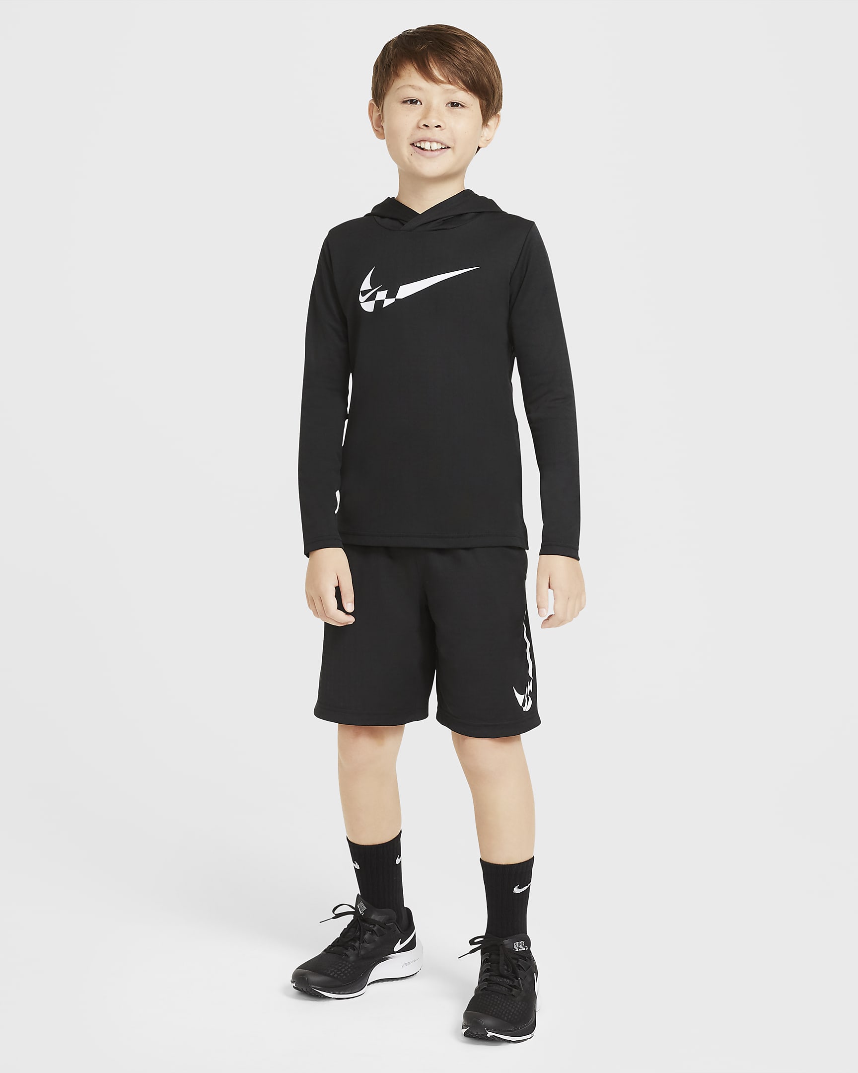 Nike Big Kids' (Boys') Long-Sleeve Hooded Training Top - Black/White