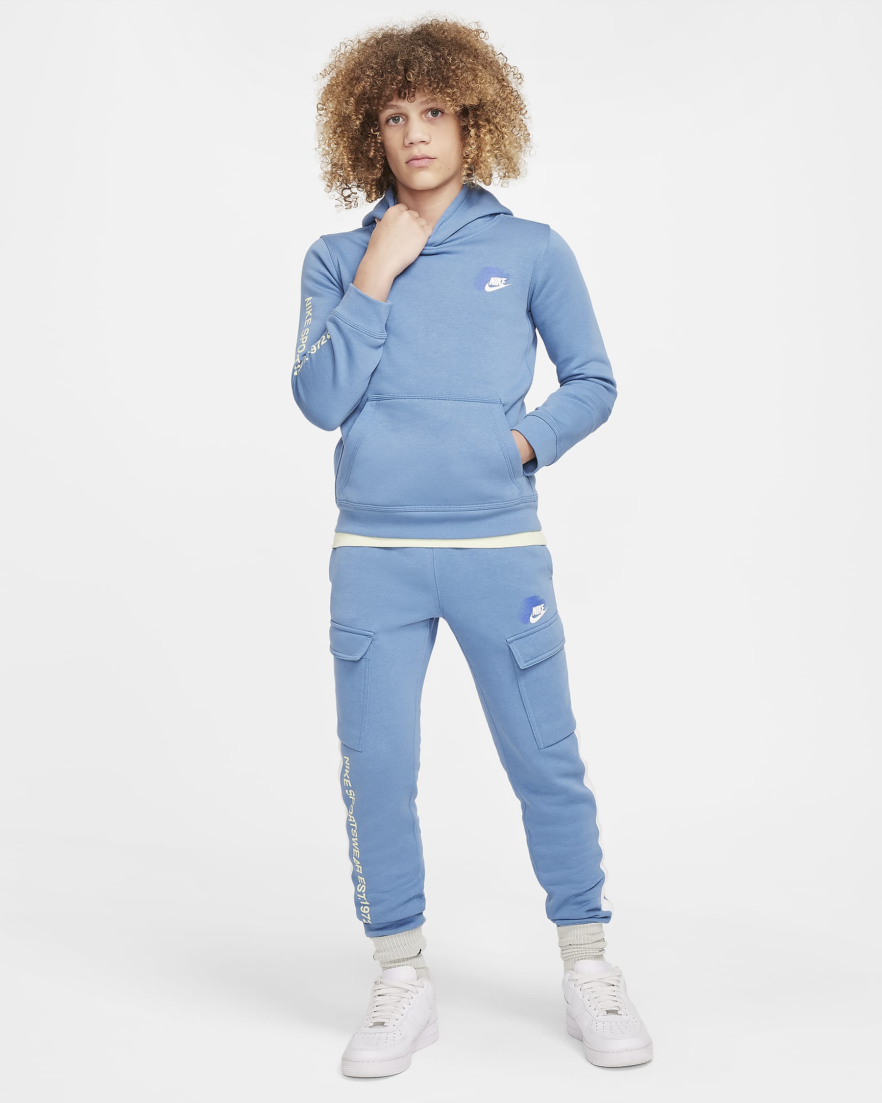 Sweat à capuche en tissu Fleece Nike Sportswear Standard Issue pour garçon plus âgé - Aegean Storm