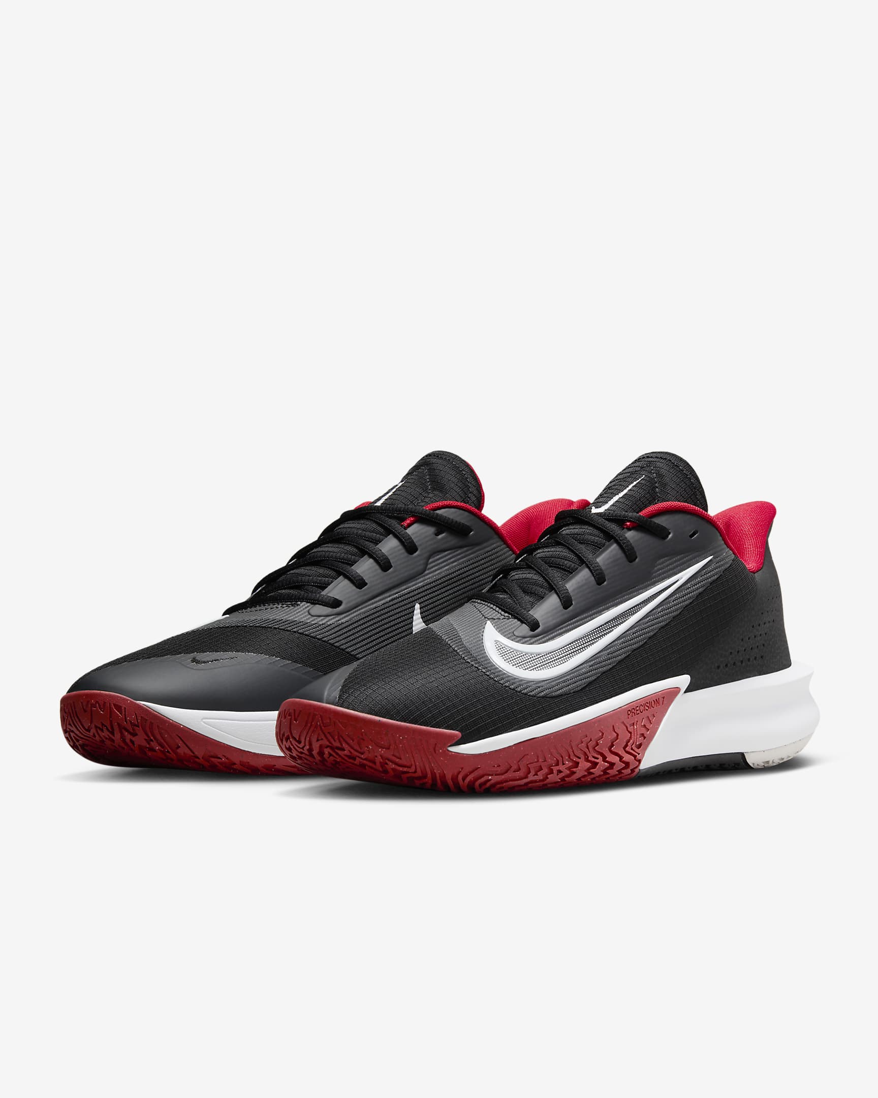 Nike Precision 7-basketballsko til mænd - sort/University Red/hvid