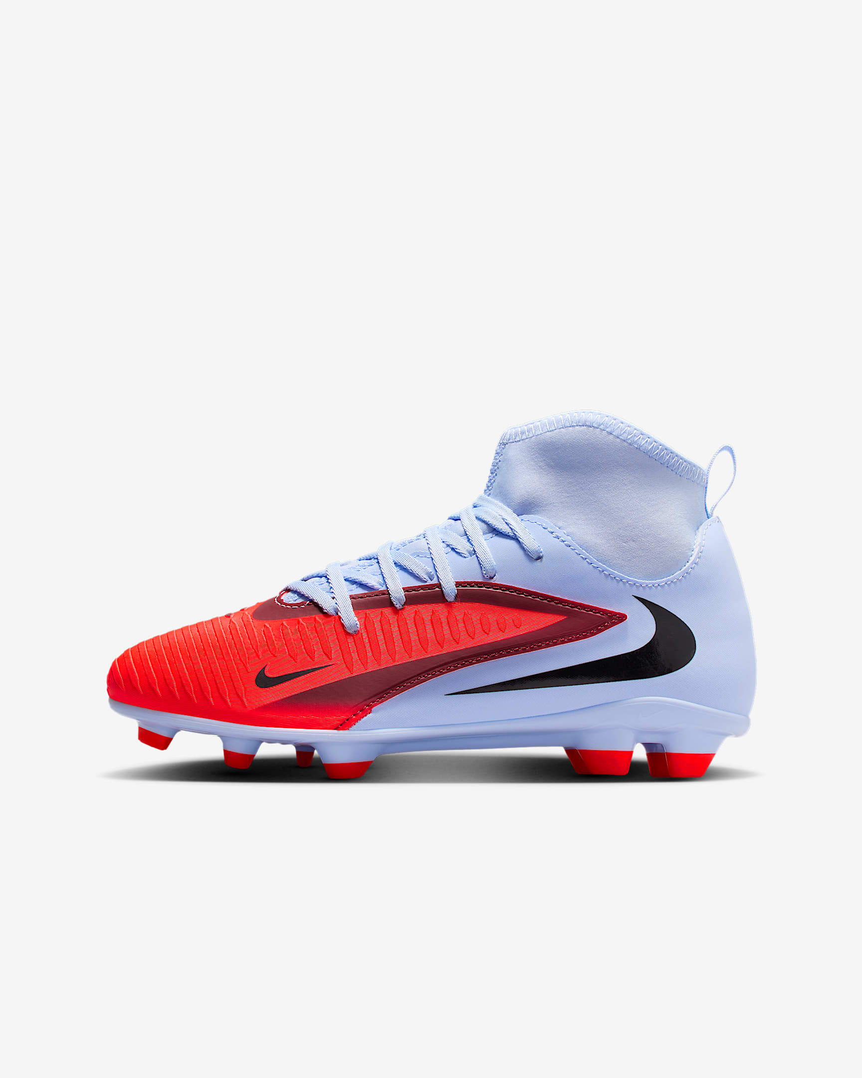 Nike Jr. Phantom 6 High Club Fußballschuh für verschiedene Böden (ältere Kinder) - Royal Tint/Bright Crimson