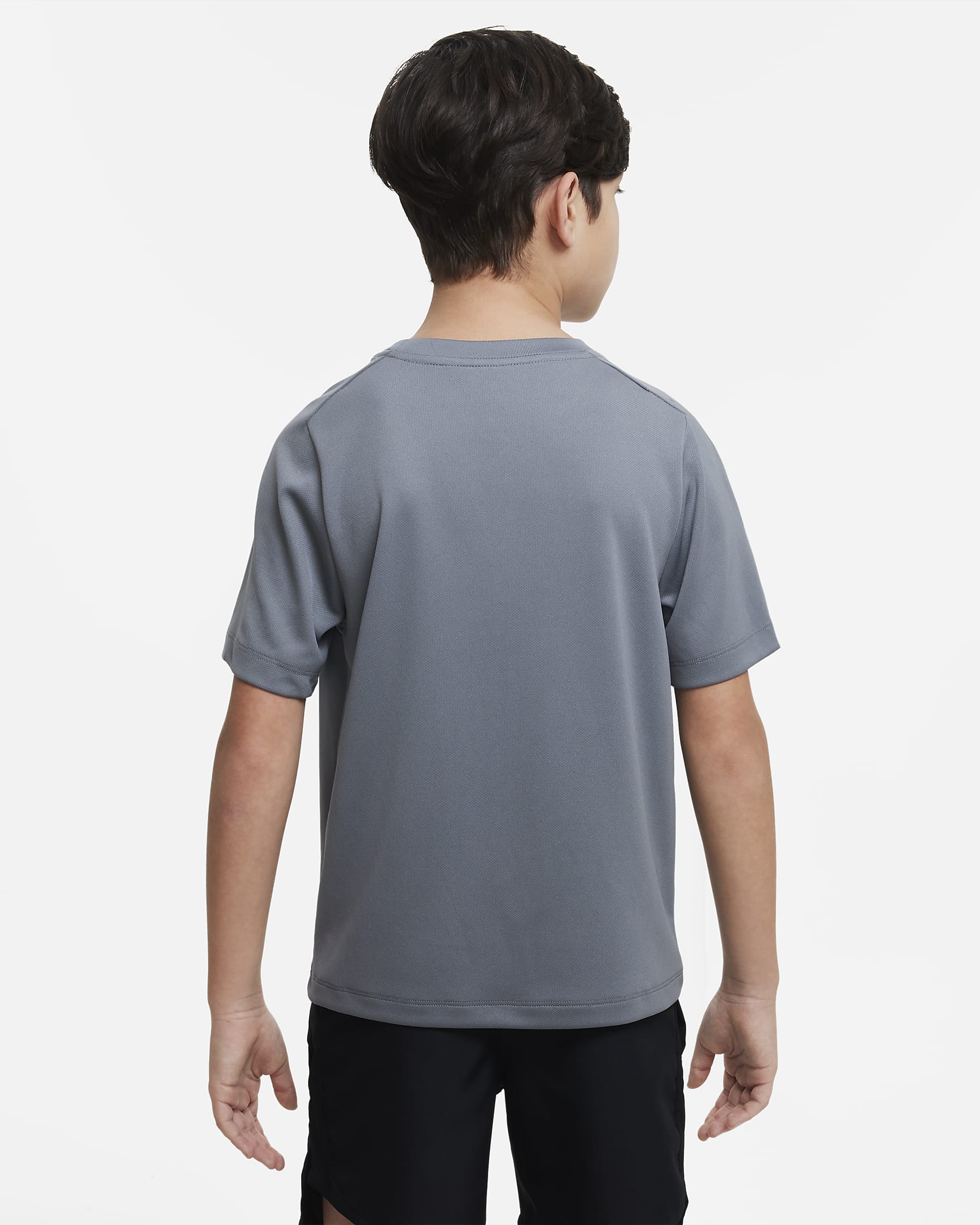 Nike Multi-Dri-FIT-træningsoverdel med grafik til større børn (drenge) - Smoke Grey/hvid