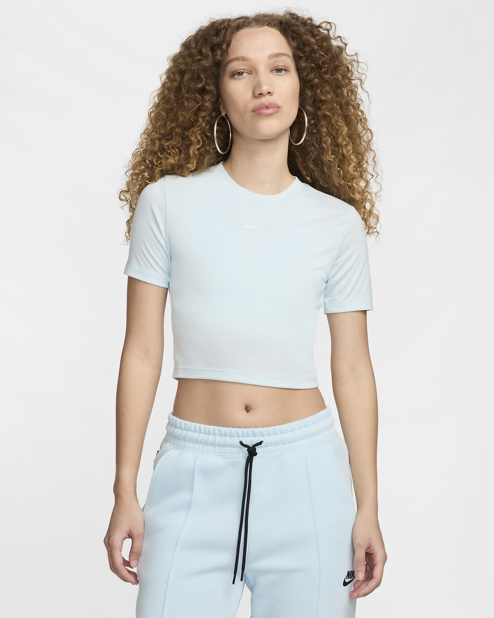 Playera slim cropped para mujer Nike Sportswear Essential - Azul glacial/Blanco