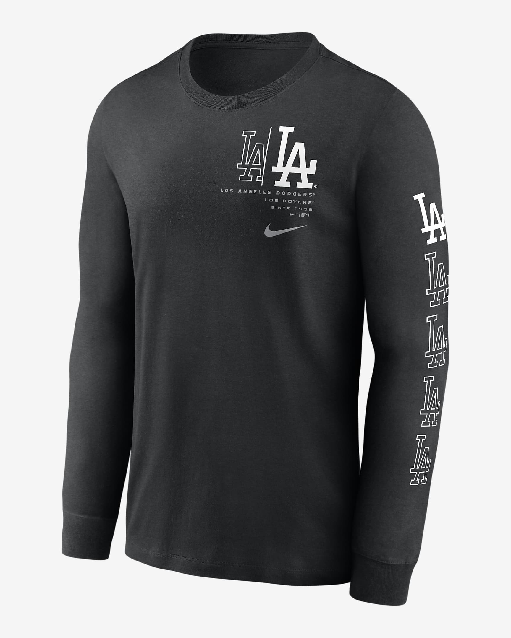 Nike Team Slider (MLB Los Angeles Dodgers) Men's Long-Sleeve T-Shirt - Black