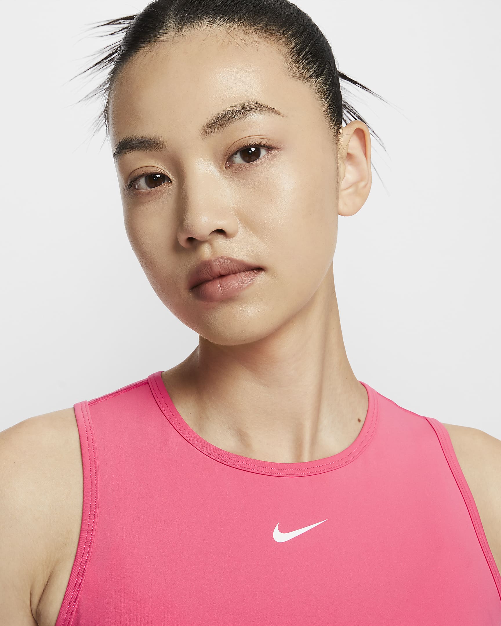 Nike Pro Women's Dri-FIT Cropped Tank Top - Aster Pink/Pinksicle/White