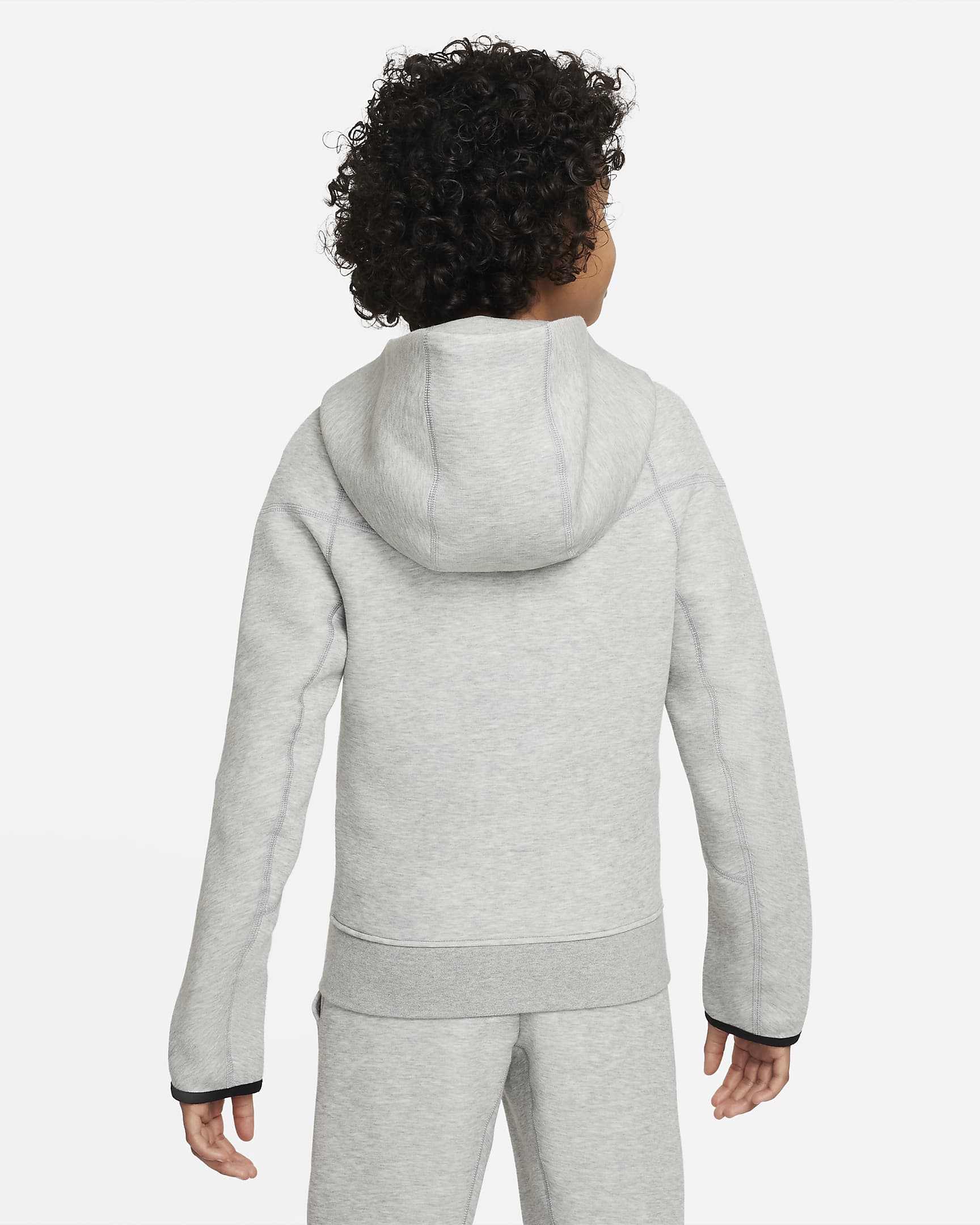 Nike Sportswear Tech Fleece Hoodie met rits voor jongens - Dark Grey Heather/Zwart/Zwart