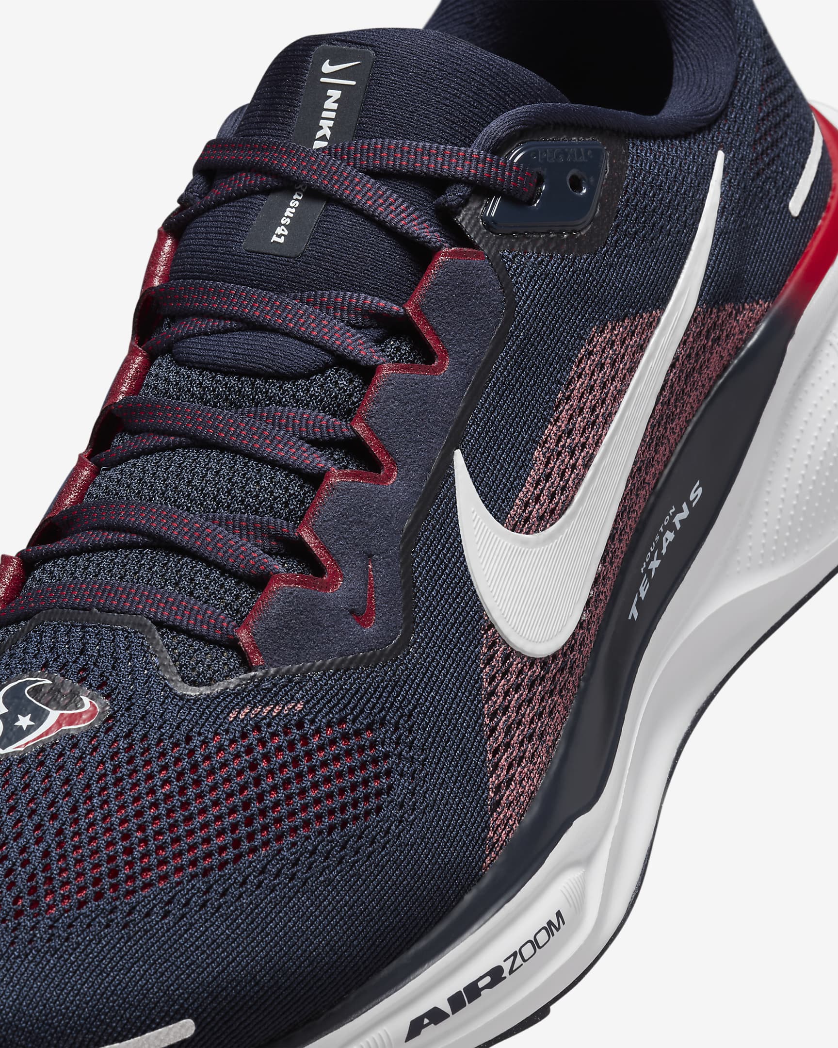 Tenis de correr en pavimento para hombre Nike Pegasus 41 NFL Houston Texans - Marino/Blanco/Rojo gimnasio/Blanco