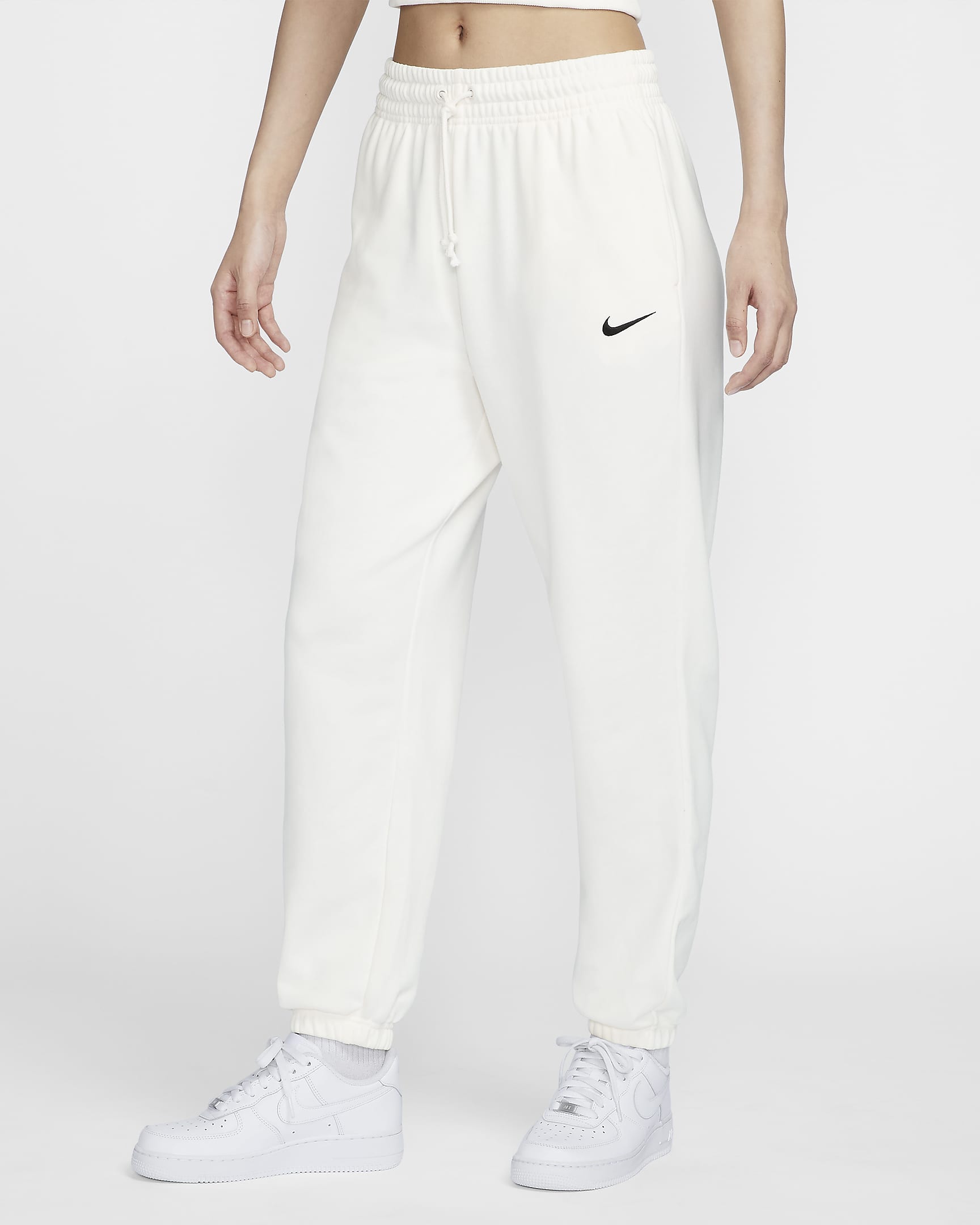 Nike Sportswear Phoenix Fleece Women's High-Waisted Oversized French Terry Tracksuit Bottoms - Sail/Black