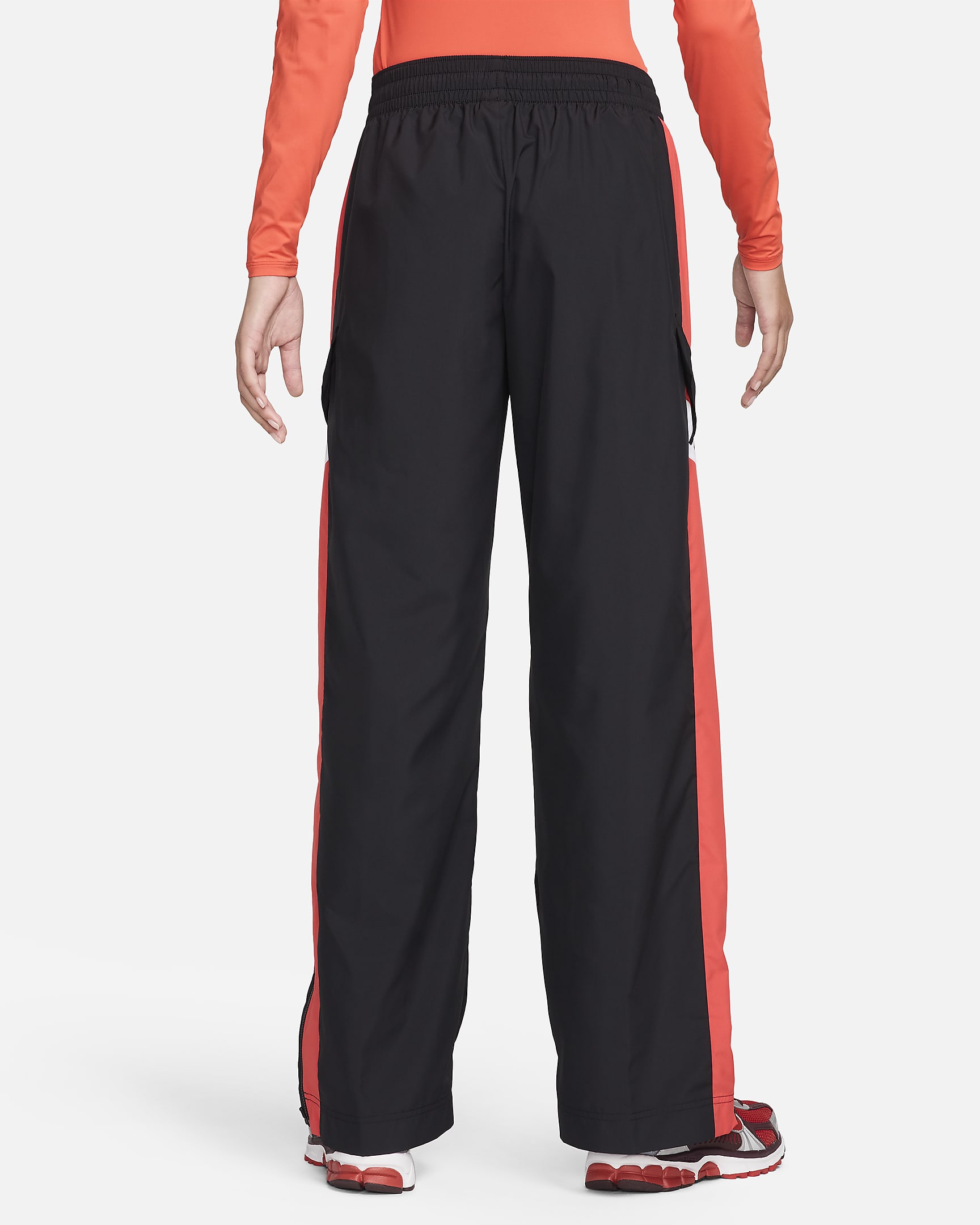 Nike Sportswear Women's High-Waisted Trousers - Black/Light Crimson/White