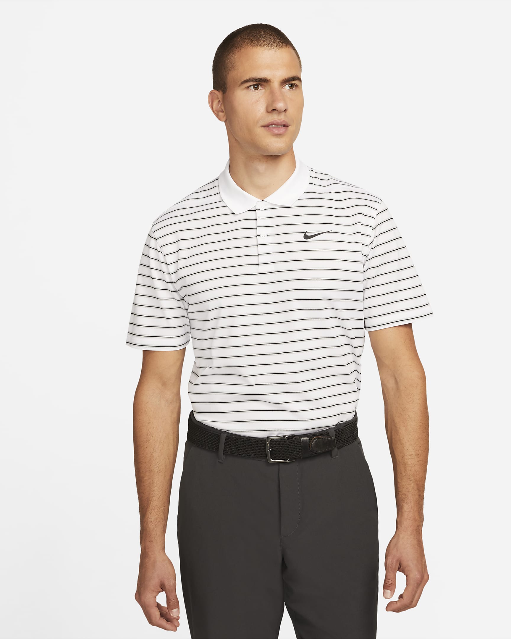 Nike Dri-FIT Victory Men's Striped Golf Polo - White/Black