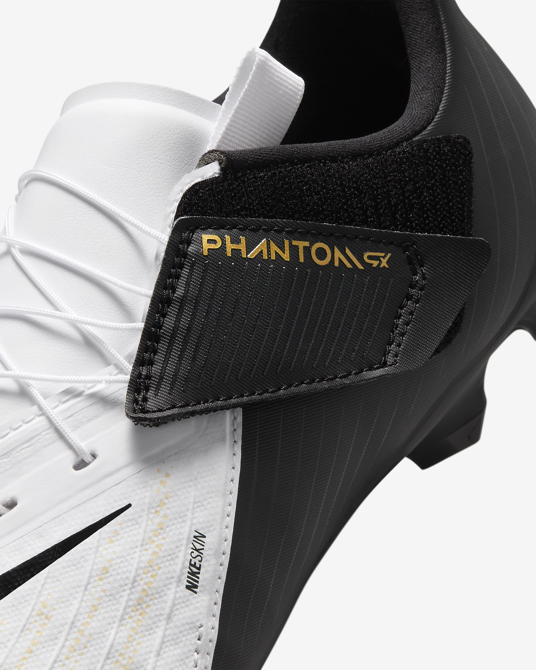 Nike Phantom GX 2 Academy EasyOn MG Low-Top Football Boot - White/Metallic Gold Coin/Black