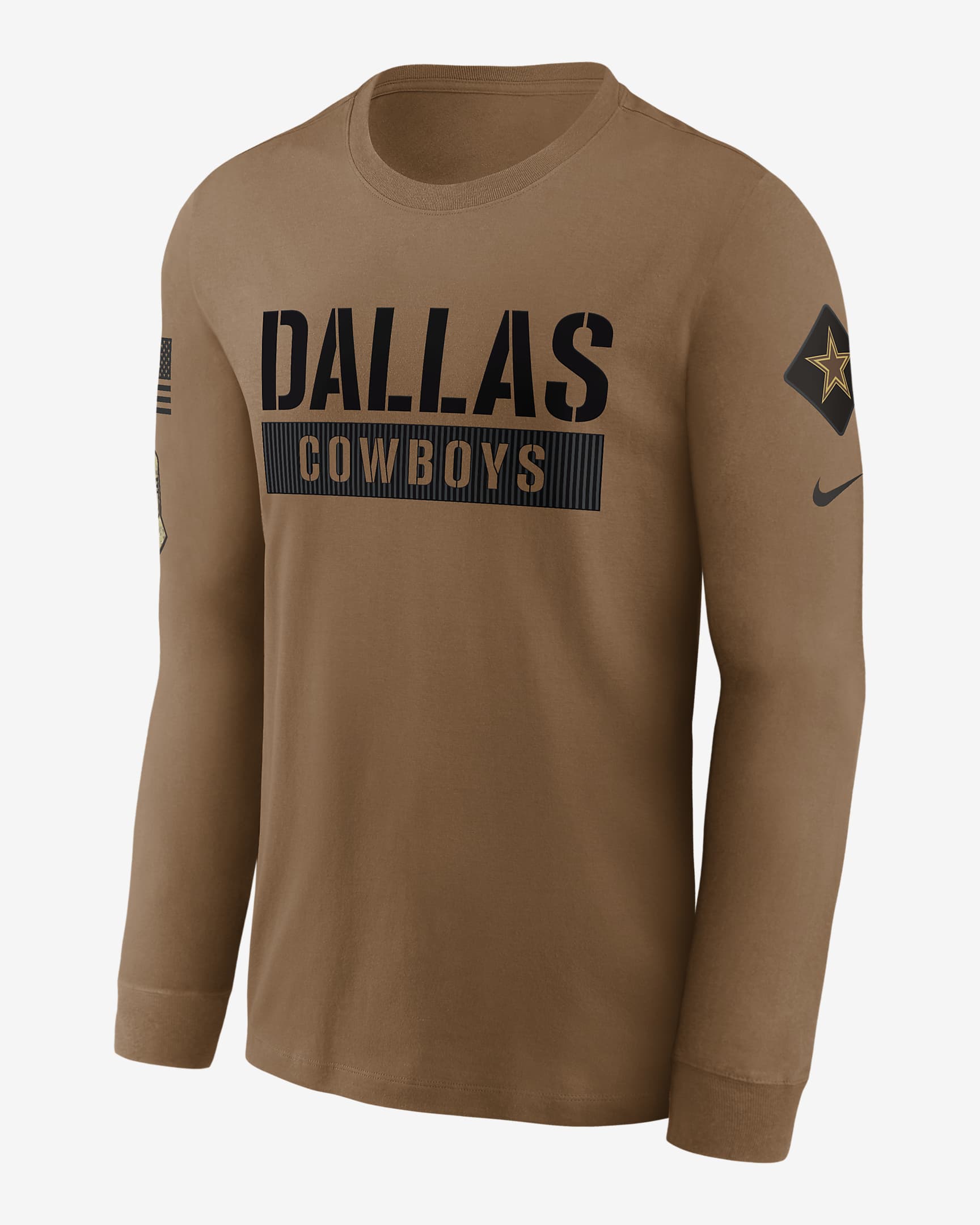 Playera de manga larga Nike de la NFL para hombre Dallas Cowboys Salute to Service.