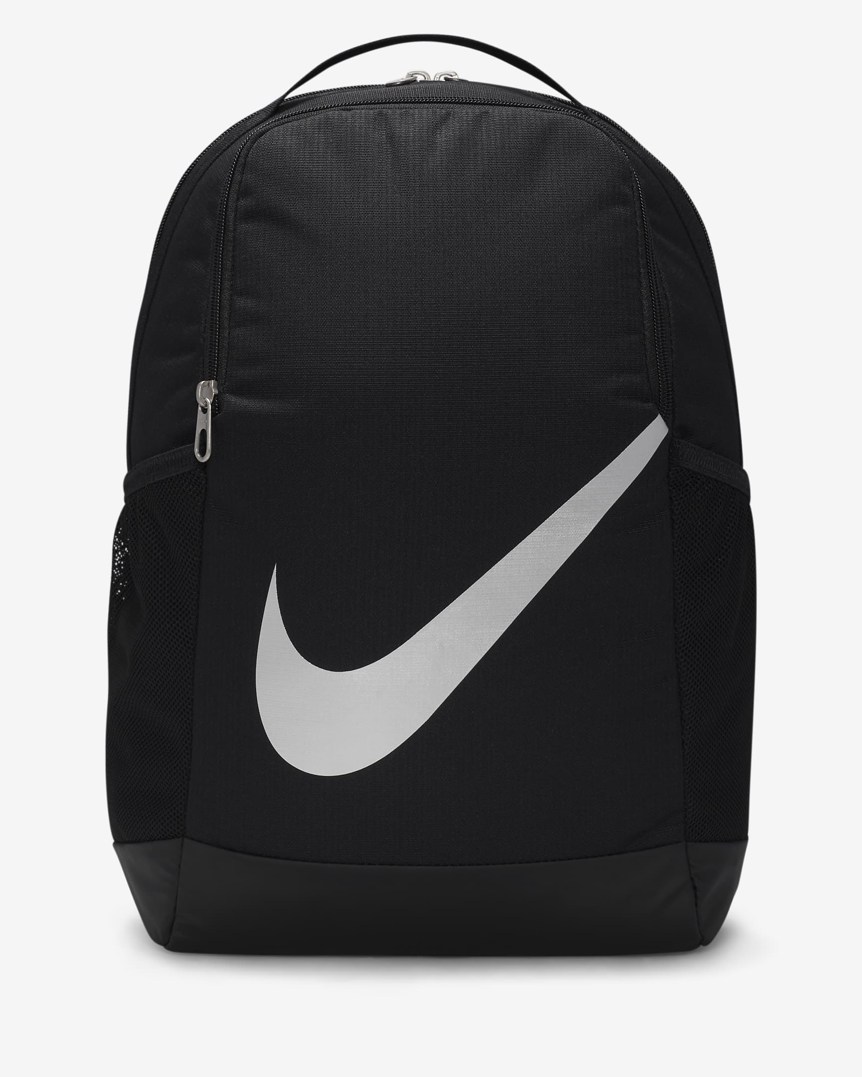 Mochila para niños Nike Brasilia (18L) - Negro/Negro/Plata metalizado