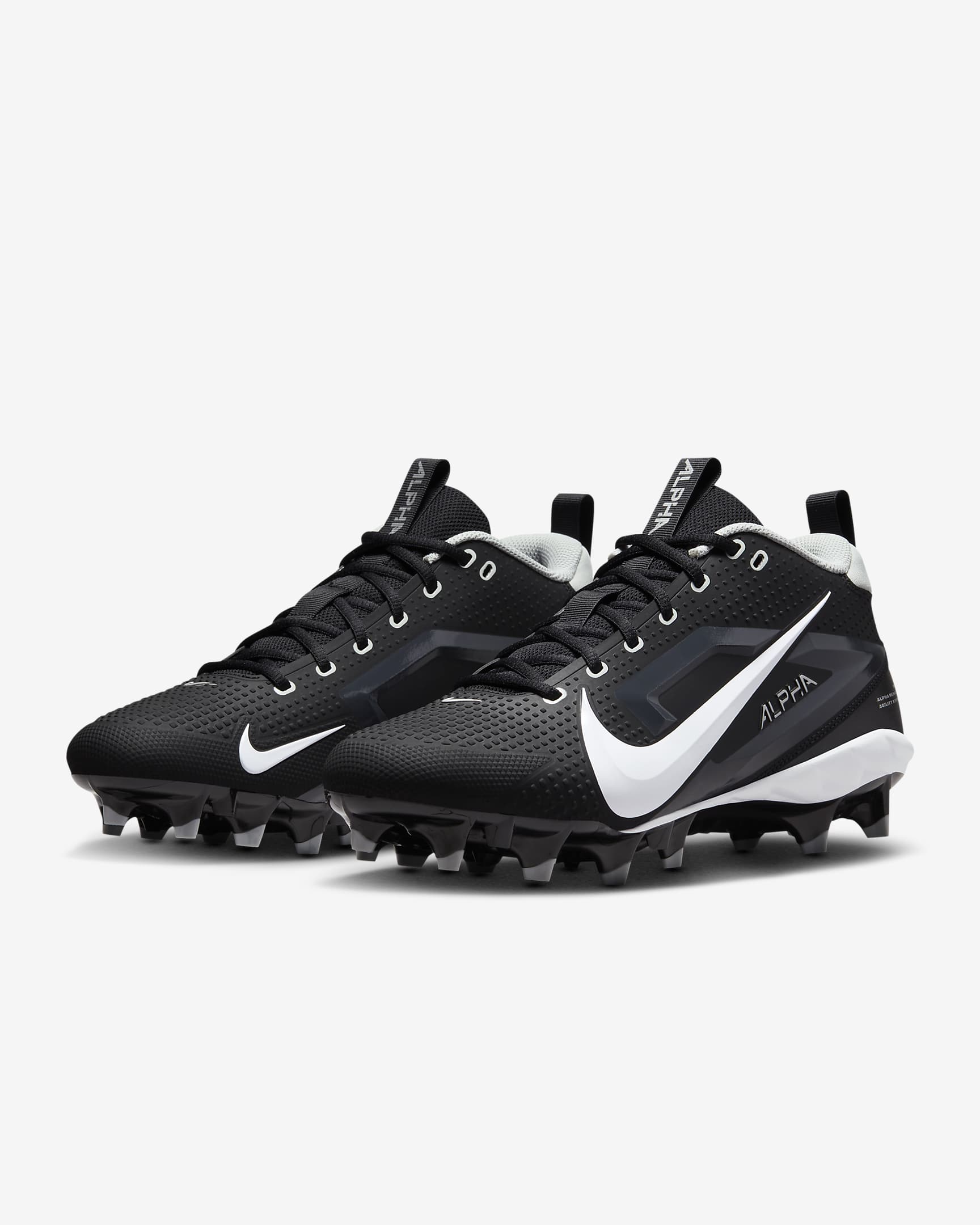 Nike Alpha Menace 4 Varsity Football Cleats - Black/Light Smoke Grey/Metallic Silver/White