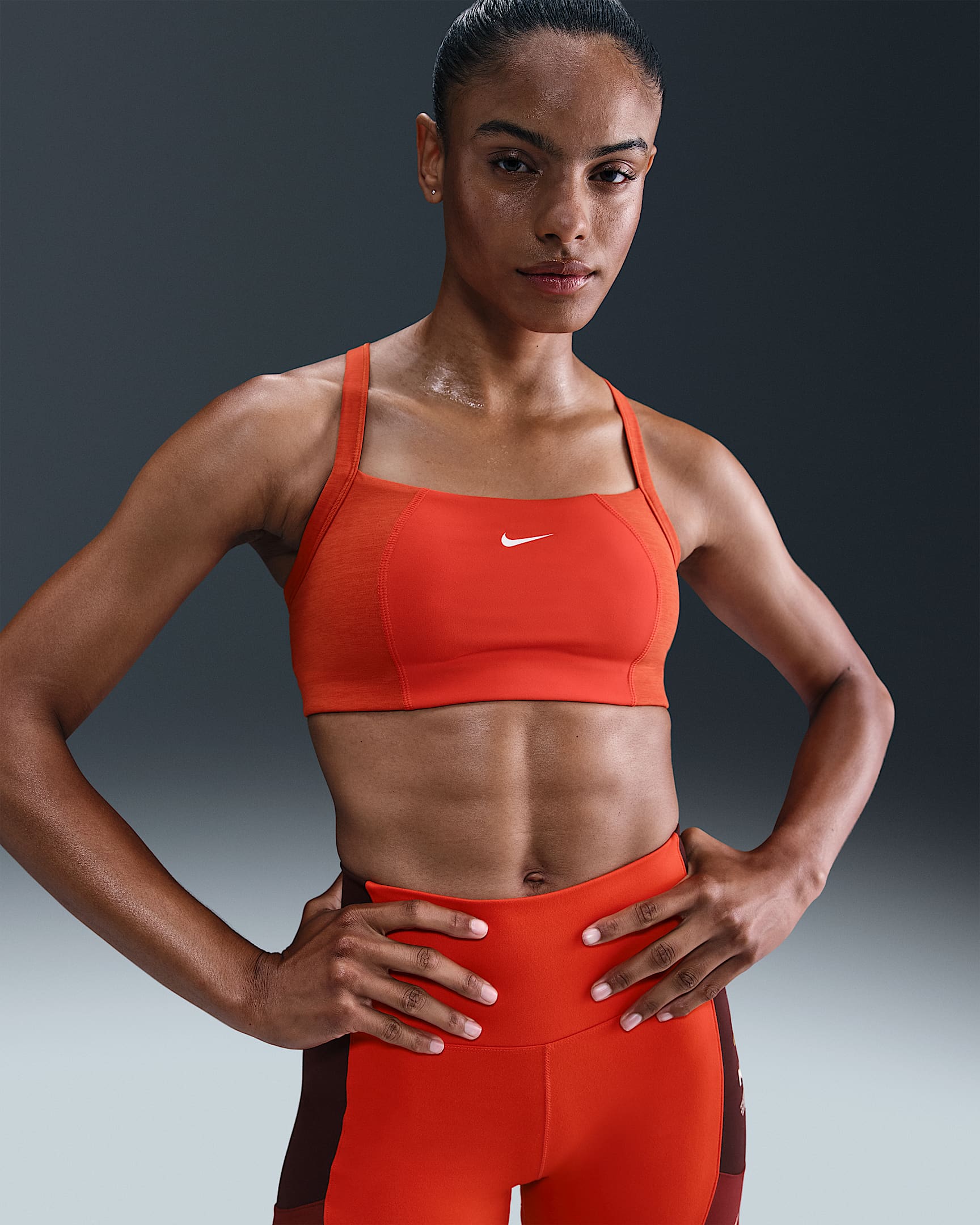 Nike One Women's Light-Support Padded Sports Bra - Picante Red/Cosmic Clay/Heather/White