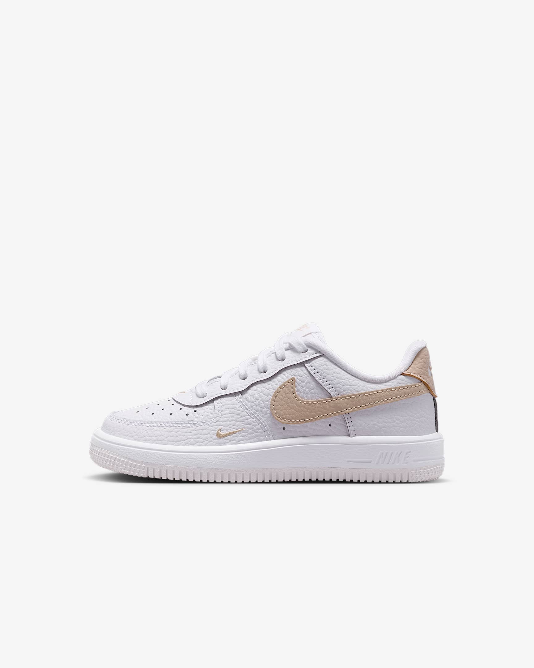 Nike Force 1 Low Younger Kids' Shoes - White/Rattan