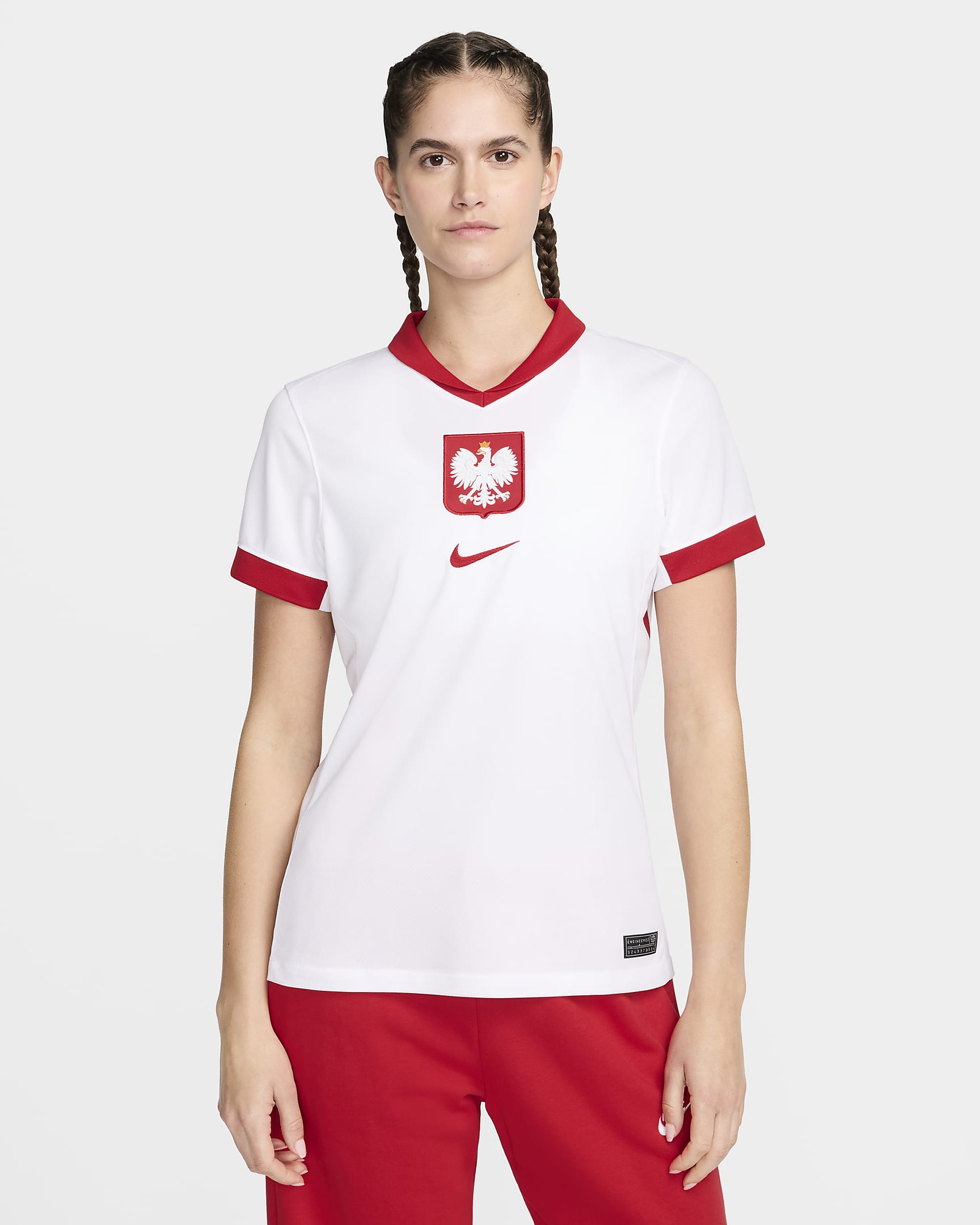 Dámská replika domácího fotbalového dresu Nike Dri-FIT Polsko Stadium 2024/25 - Bílá/Sport Red/Sport Red