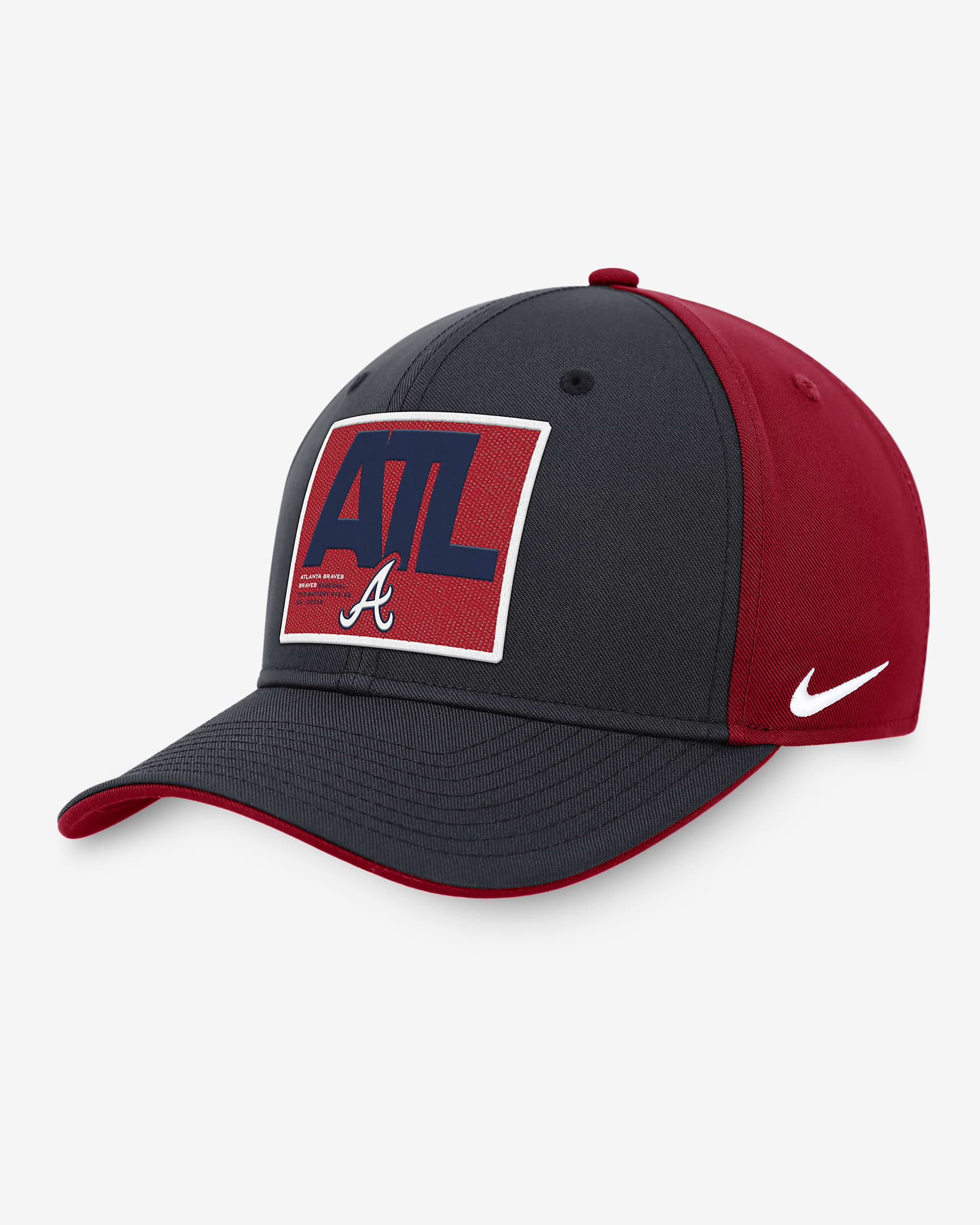 Atlanta Braves Classic99 Color Block Men's Nike MLB Adjustable Hat - Navy/Red