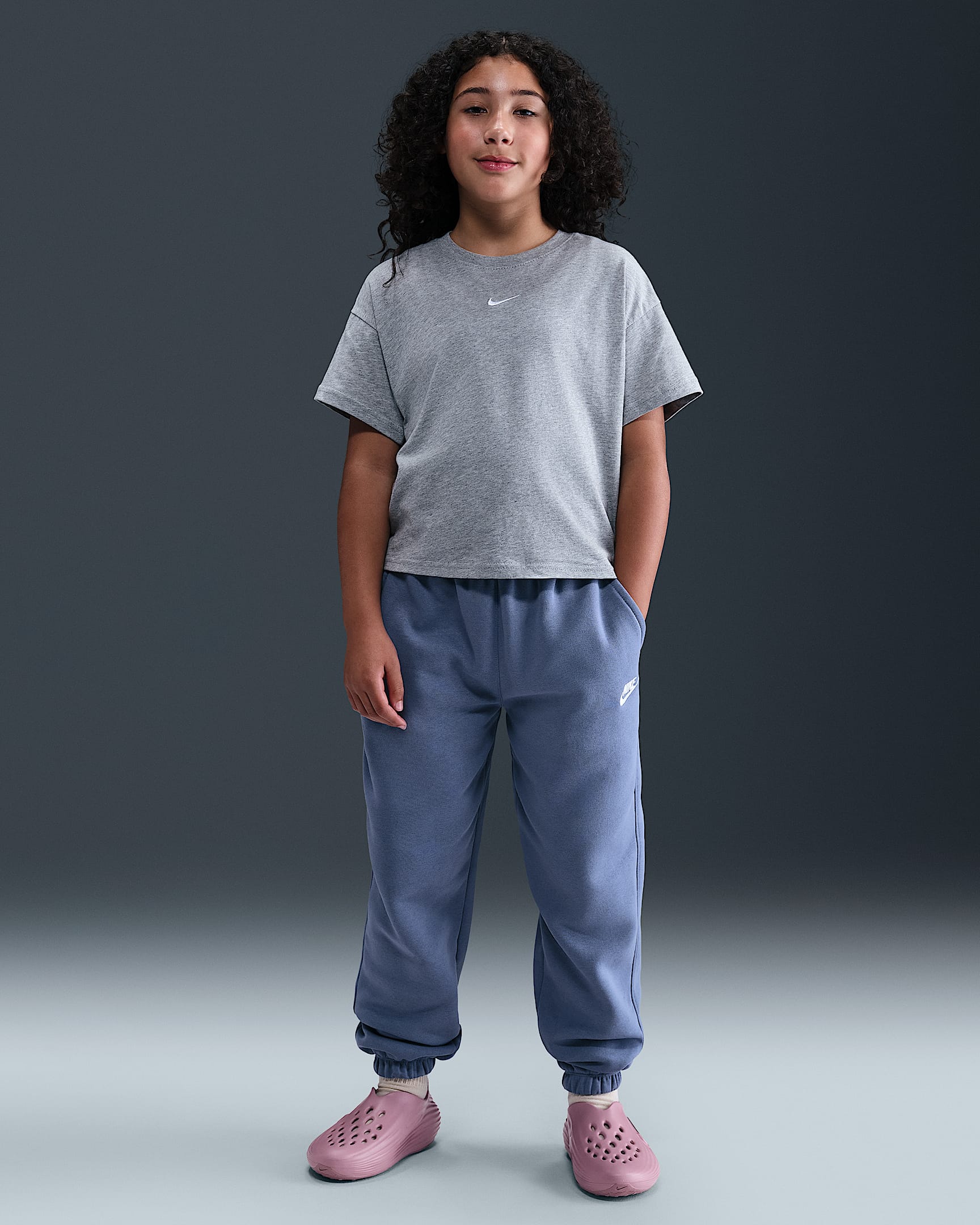 Nike Sportswear Club Fleece Big Kids' Loose Pants - World Indigo/World Indigo/White