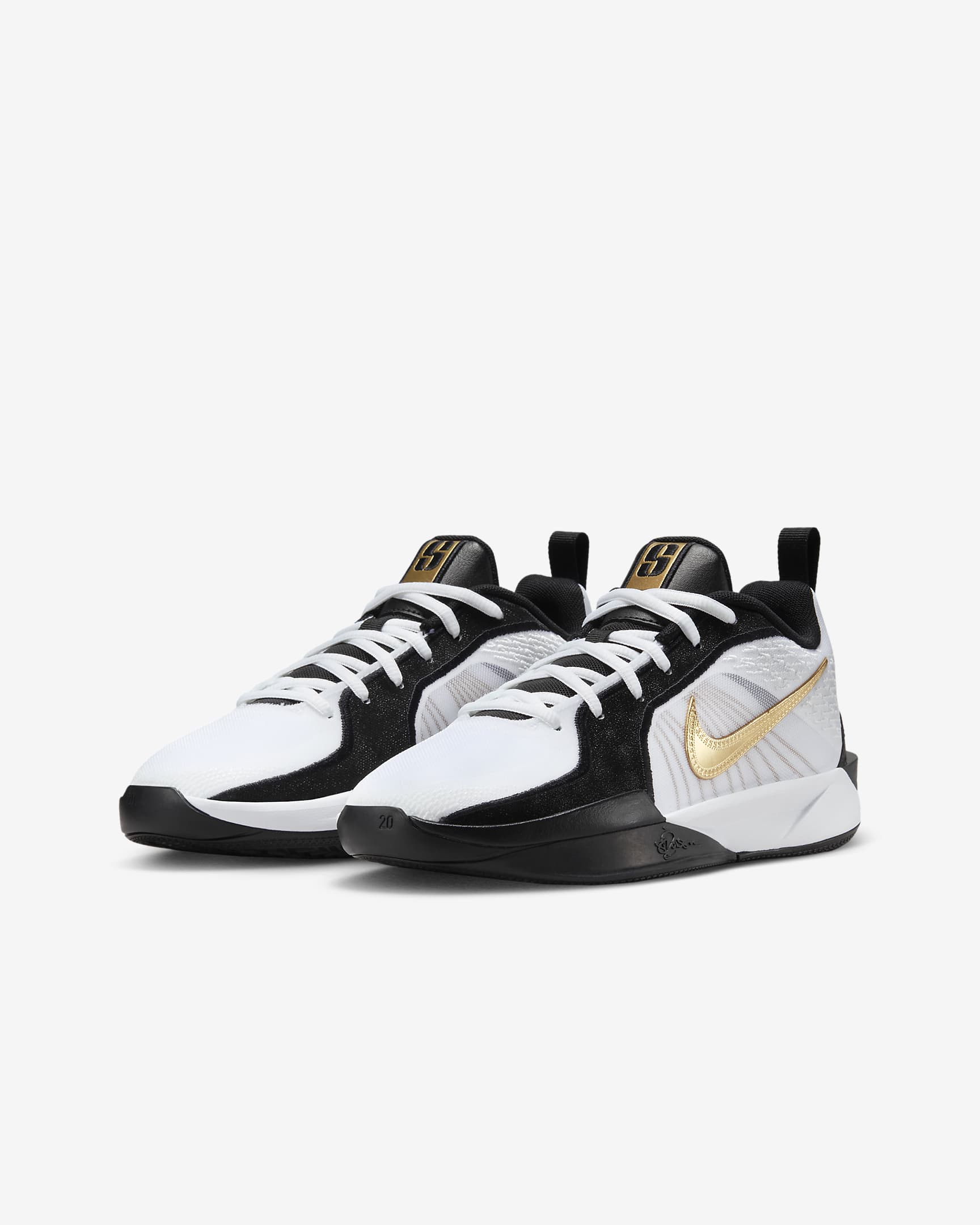 Tenis de básquetbol para niños grandes Sabrina 2 "Gold Quest" - Negro/Blanco/Antracita/Oro metalizado