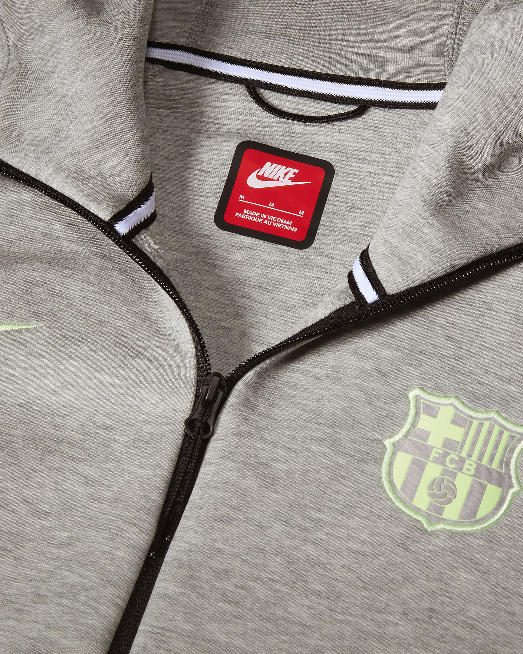 FC Barcelona Tech Fleece Windrunner Third Nike Fußball-Hoodie mit durchgehendem Reißverschluss für Herren - Dark Grey Heather/Barely Volt