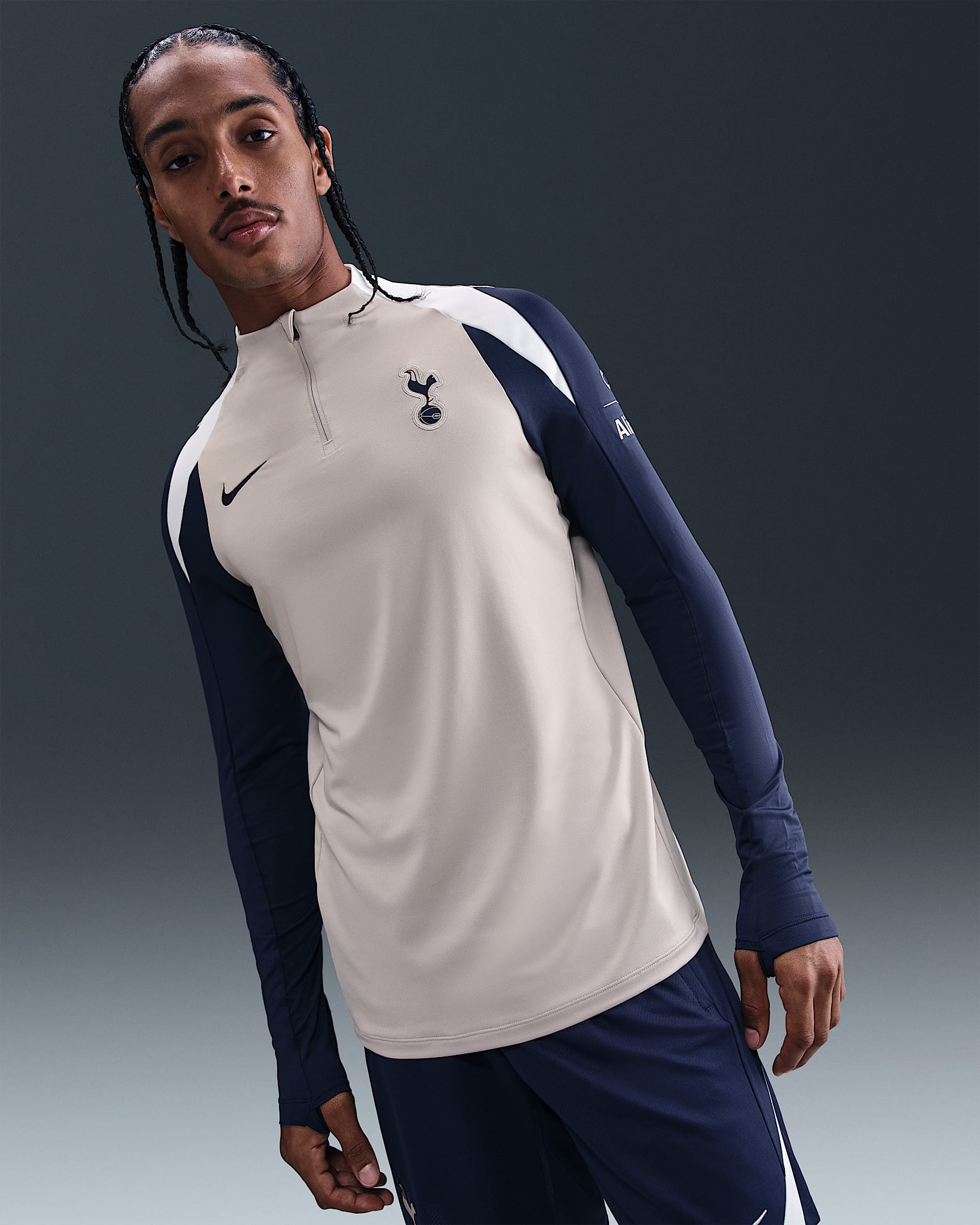 Tottenham Hotspur Strike Nike Dri-FIT Fußball-Drill-Oberteil für Herren - Light Iron Ore/Binary Blue/Weiß/Binary Blue