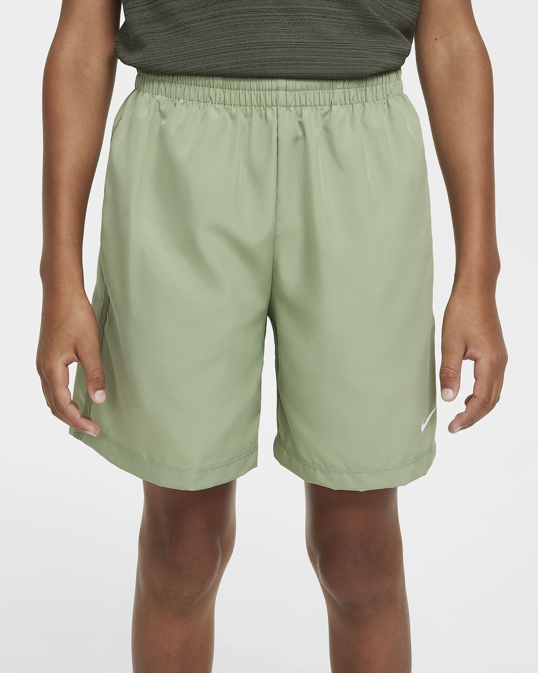 Nike Multi Older Kids' (Boys') Dri-FIT Training Shorts - Oil Green/White