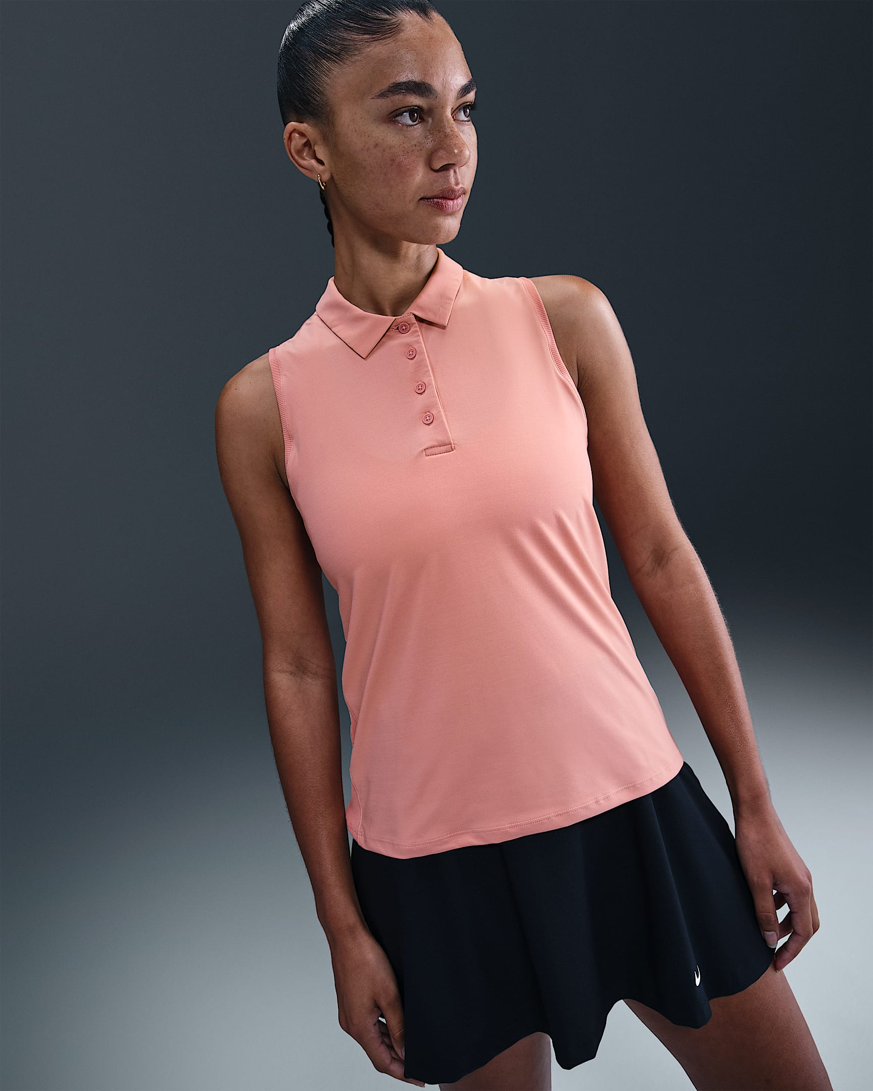 Nike Victory Women's Dri-FIT Sleeveless Polo - Rust Pink/White