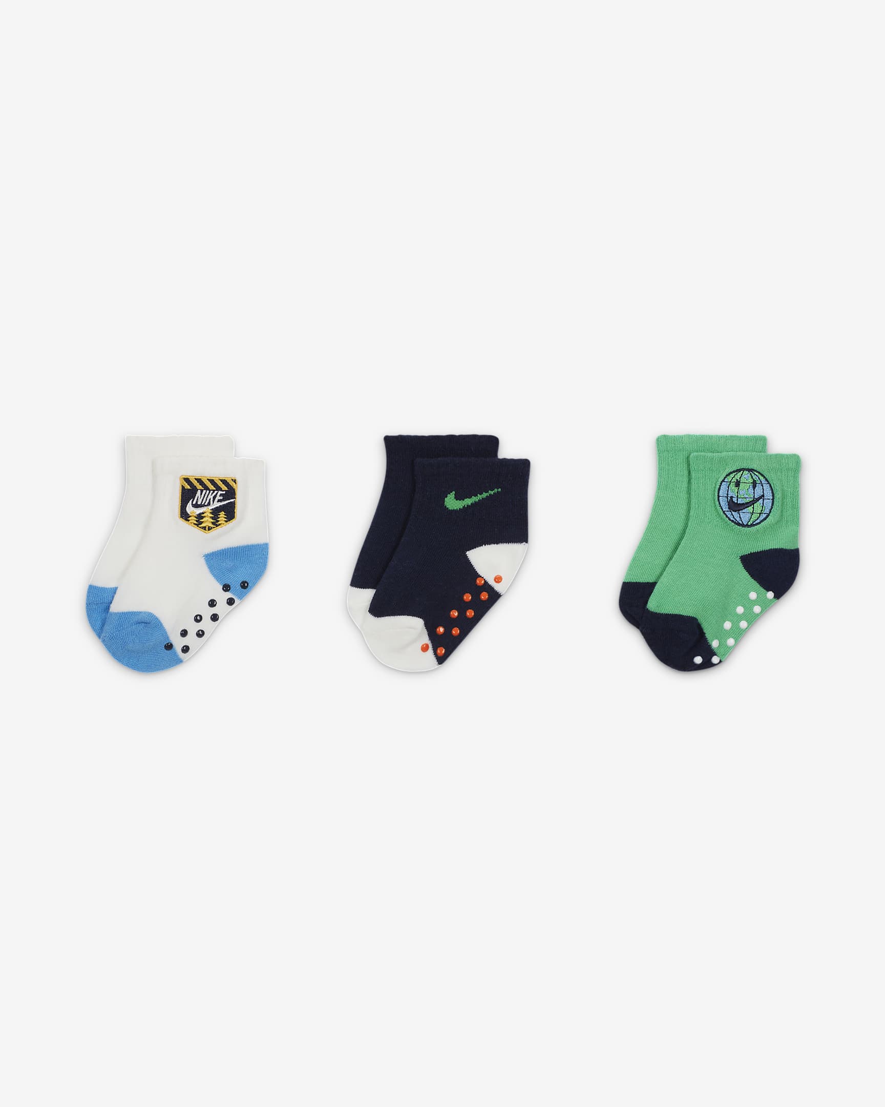 Nike The Great Outdoors Gripper Socks Box Set (3 Pairs) Baby Socks ...