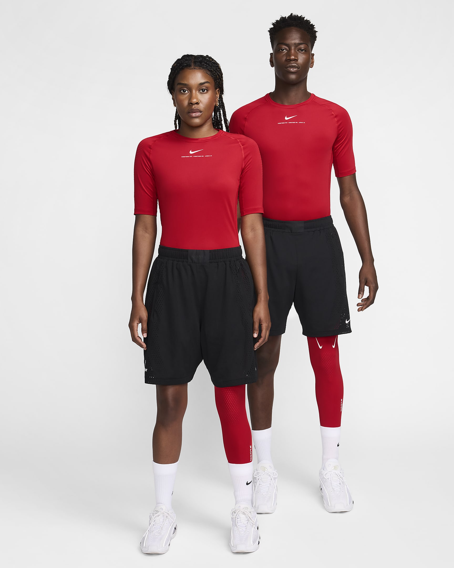 NOCTA Kurzarm-Base-Layer-Basketball-Oberteil für Herren - University Red/Weiß