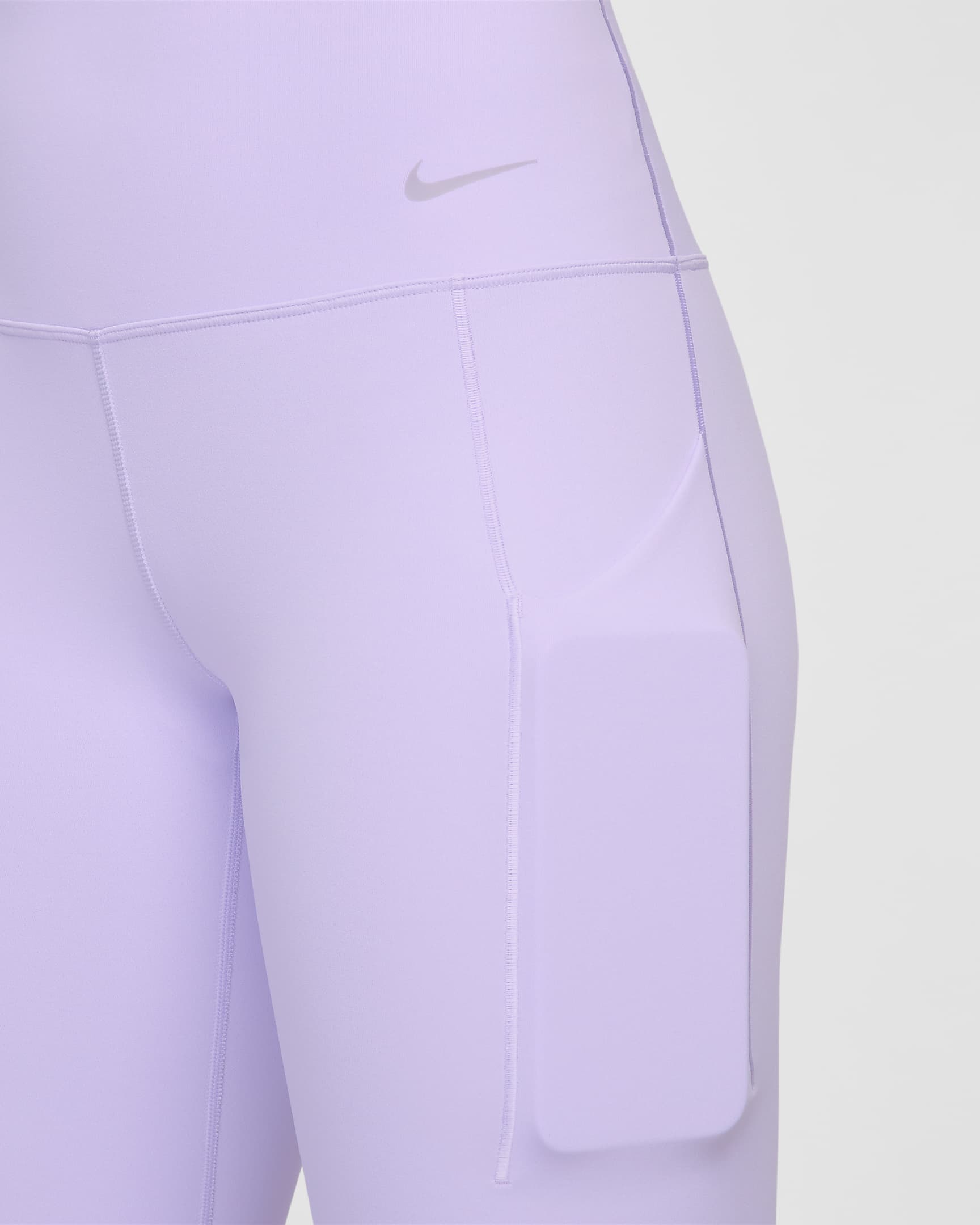 Nike Universa leggings i full lengde med middels støtte, høyt liv og lommer til dame - Lilac Bloom/Svart