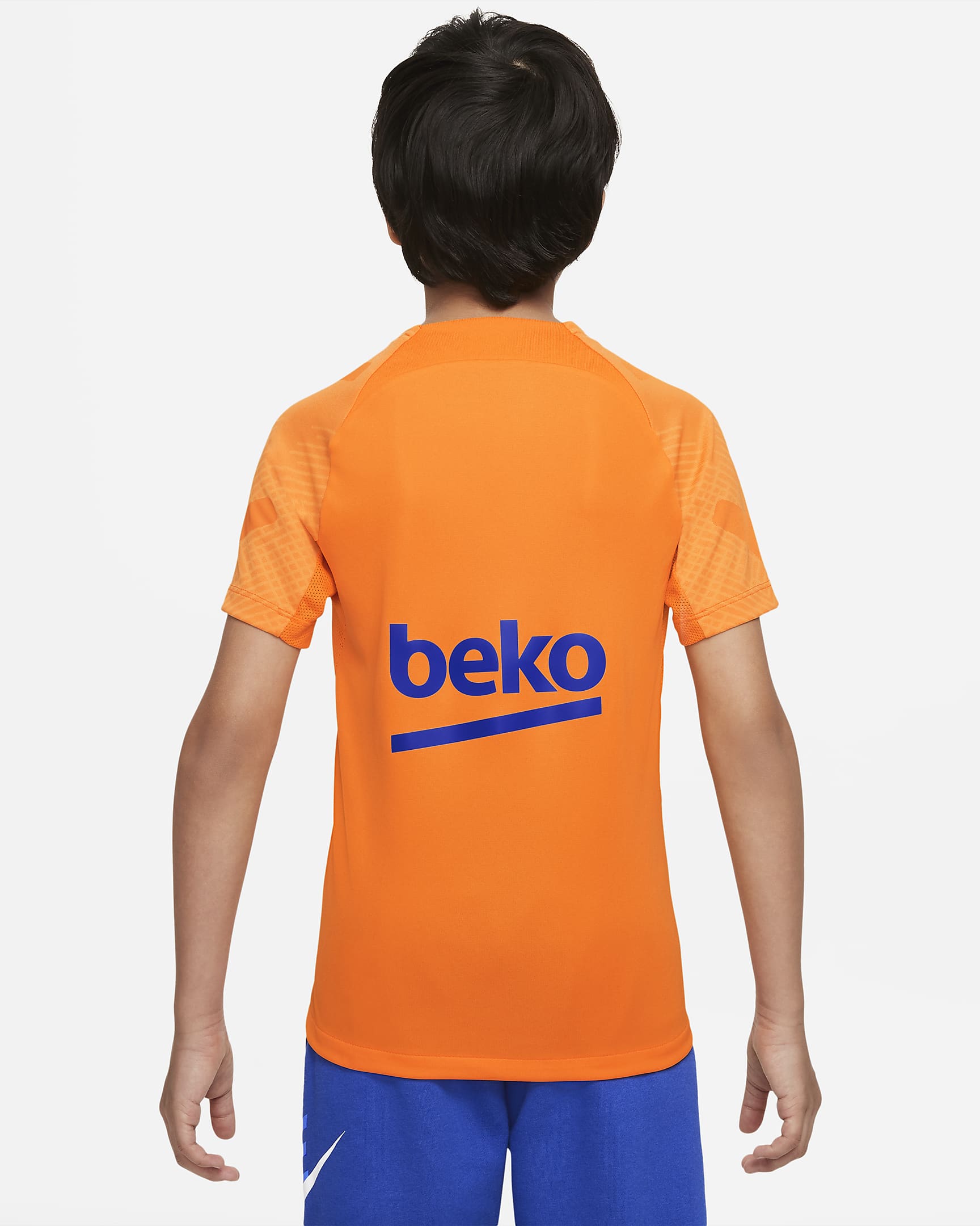 F.C. Barcelona Strike Older Kids' Nike Dri-FIT Short-Sleeve Football Top - Vivid Orange/University Red/Black