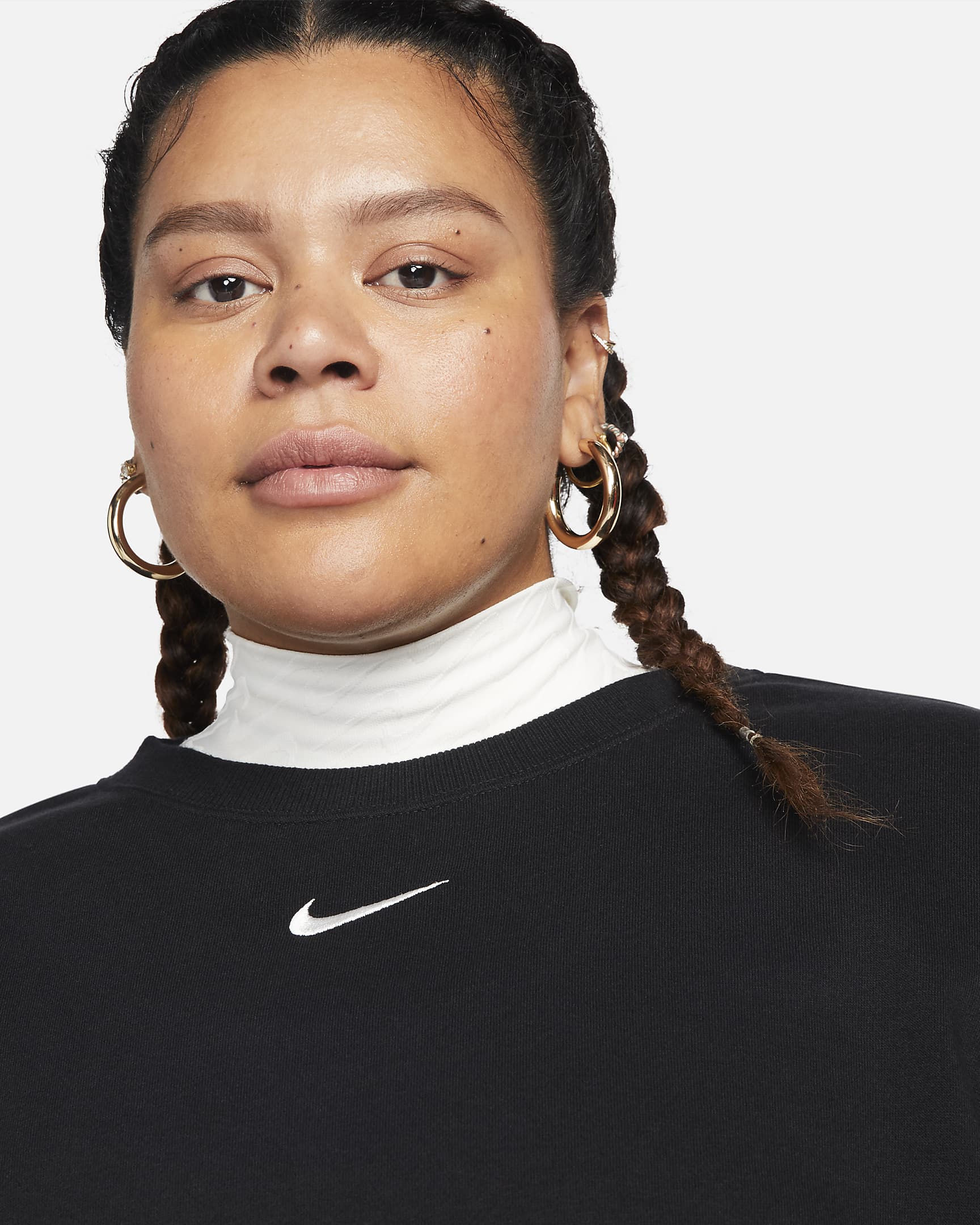 Nike Sportswear Phoenix Fleece Women's Oversized Crew-Neck Sweatshirt (Plus Size) - Black/Sail