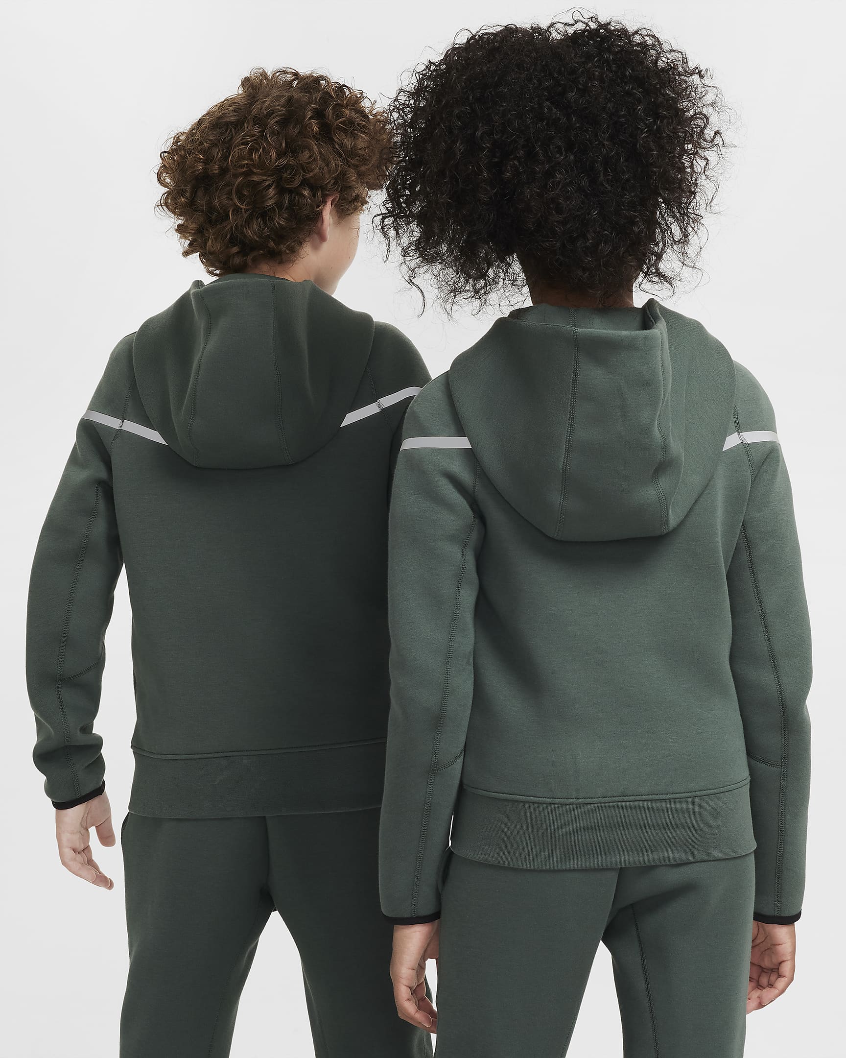 Hoodie com fecho completo e integração de design refletor Nike Sportswear Tech Fleece Júnior (Rapaz) - Verde Vintage